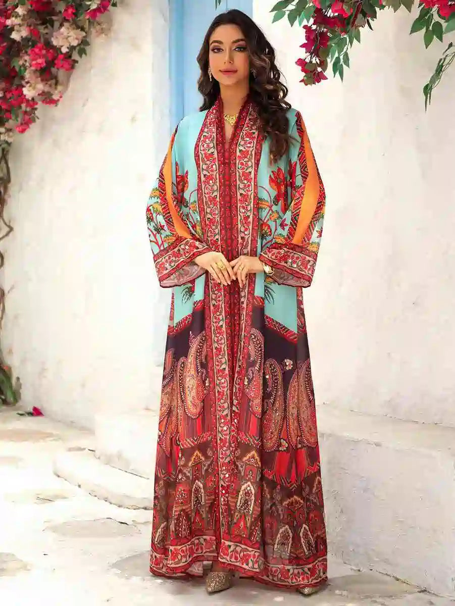 Urgarment Hotfix Rhinestone Mukhawar Eid Dress - Elegant Caftan Kaftan Jalabiya for Women #25476 | Perfect for Eid Celebrations, Weddings & Special Occasions