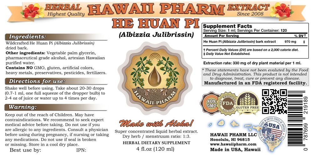 Albizia Julibrissin (He Huan Pi) Bark Liquid Extract - 32oz Organic Herbal Supplement for Stress Relief & Sleep Support - Natural Relaxation Tonic for Anxiety, Insomnia & Emotional Balance