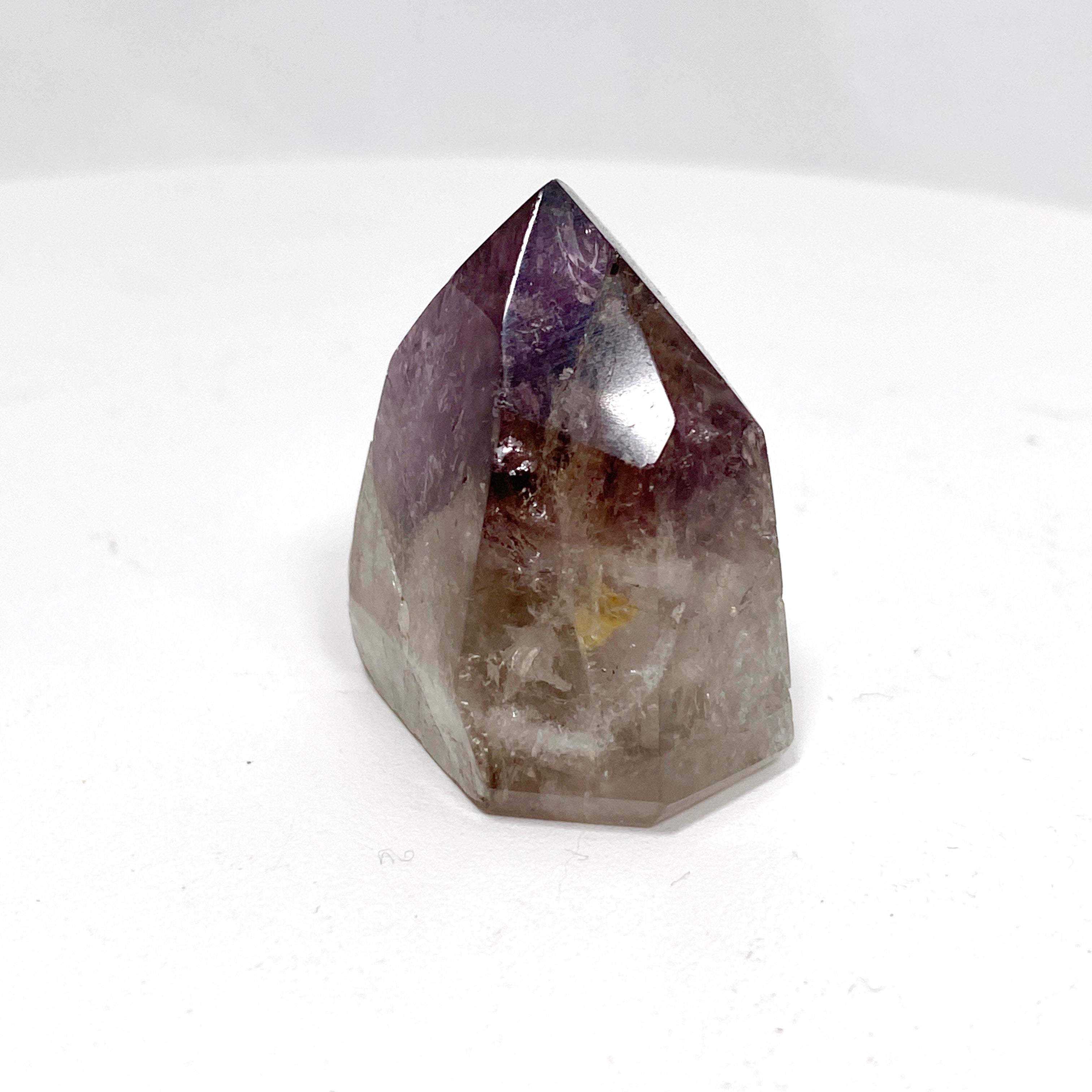 Natural Smokey Amethyst & Clear Quartz Crystal Point - Healing Stones for Meditation, Reiki, and Home Decor (CR3450)