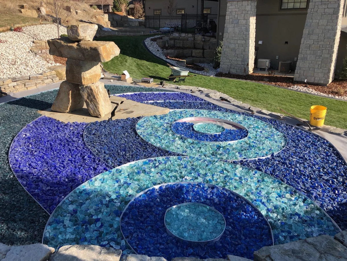 Blue Landscape Glass - Stunning Decorative Glass for Windows, Doors & Home Decor | Perfect for Living Rooms, Bathrooms & Office Spaces
