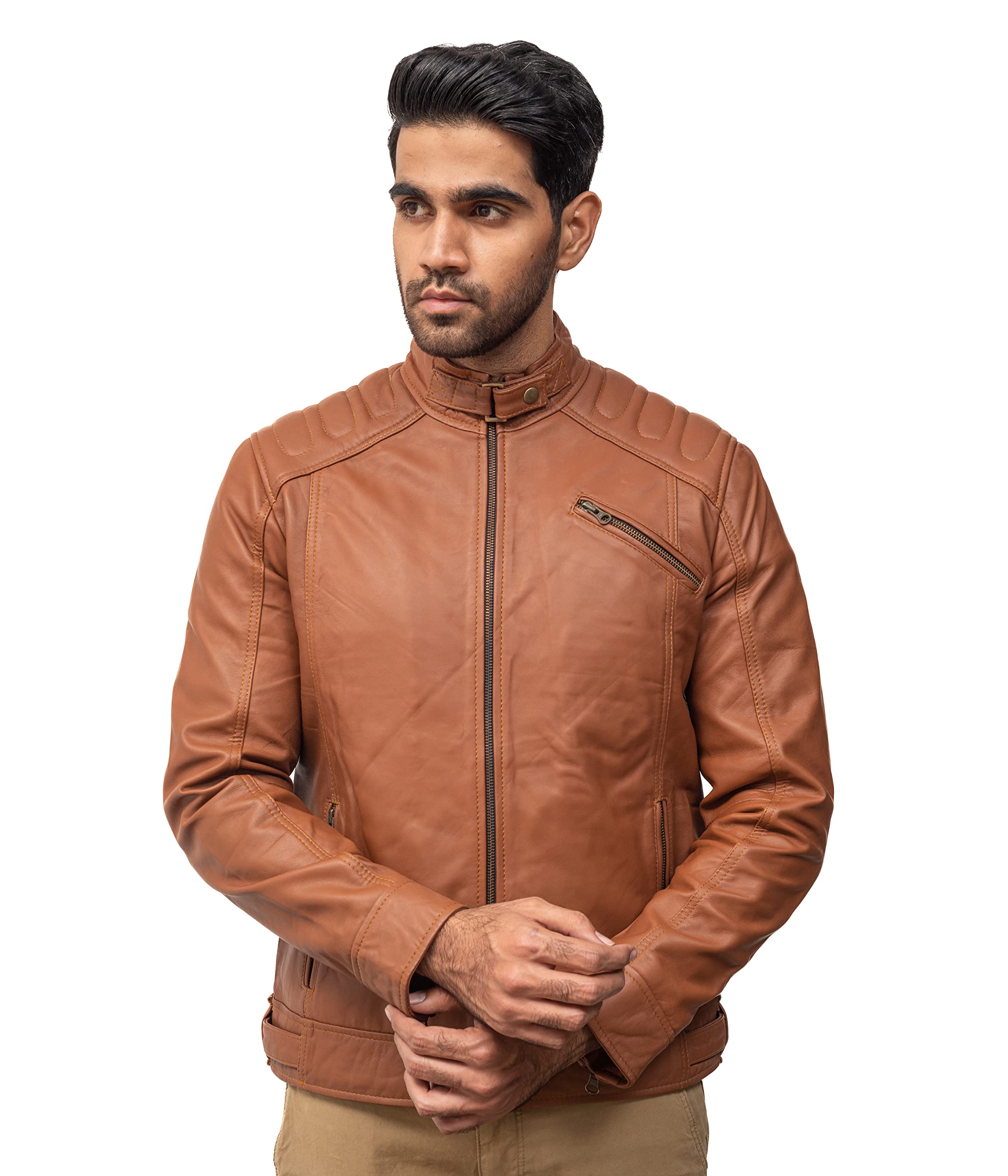 Men's Brown Leather Jacket - Genuine Lambskin Motorcycle Biker Jacket for Men | Stylish Outerwear for Riding, Casual Wear & Night Out