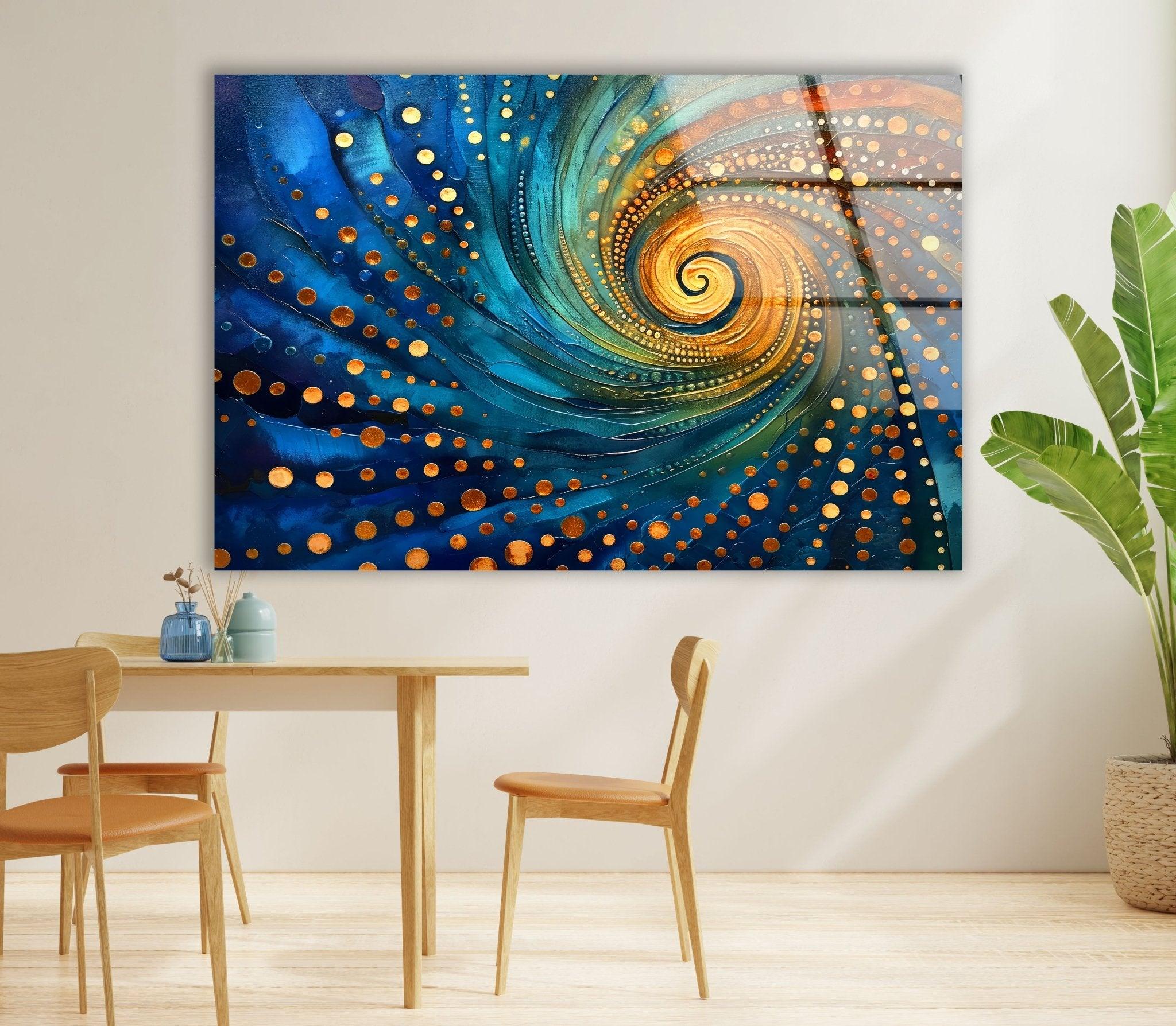 Abstract Spiral Fractal Glass Wall Art - Modern Home Decor for Living Room, Bedroom & Office - Handmade 3D Glass Sculpture for Unique Interior Design