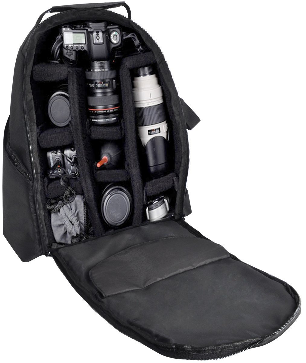 Professional DSLR/SLR Camera Backpack Bag - Padded Photography Equipment Case for Nikon, Canon, Sony, Pentax, Olympus, Panasonic, Fujifilm & More (Black) - Perfect for Travel, Hiking & Outdoor Photography