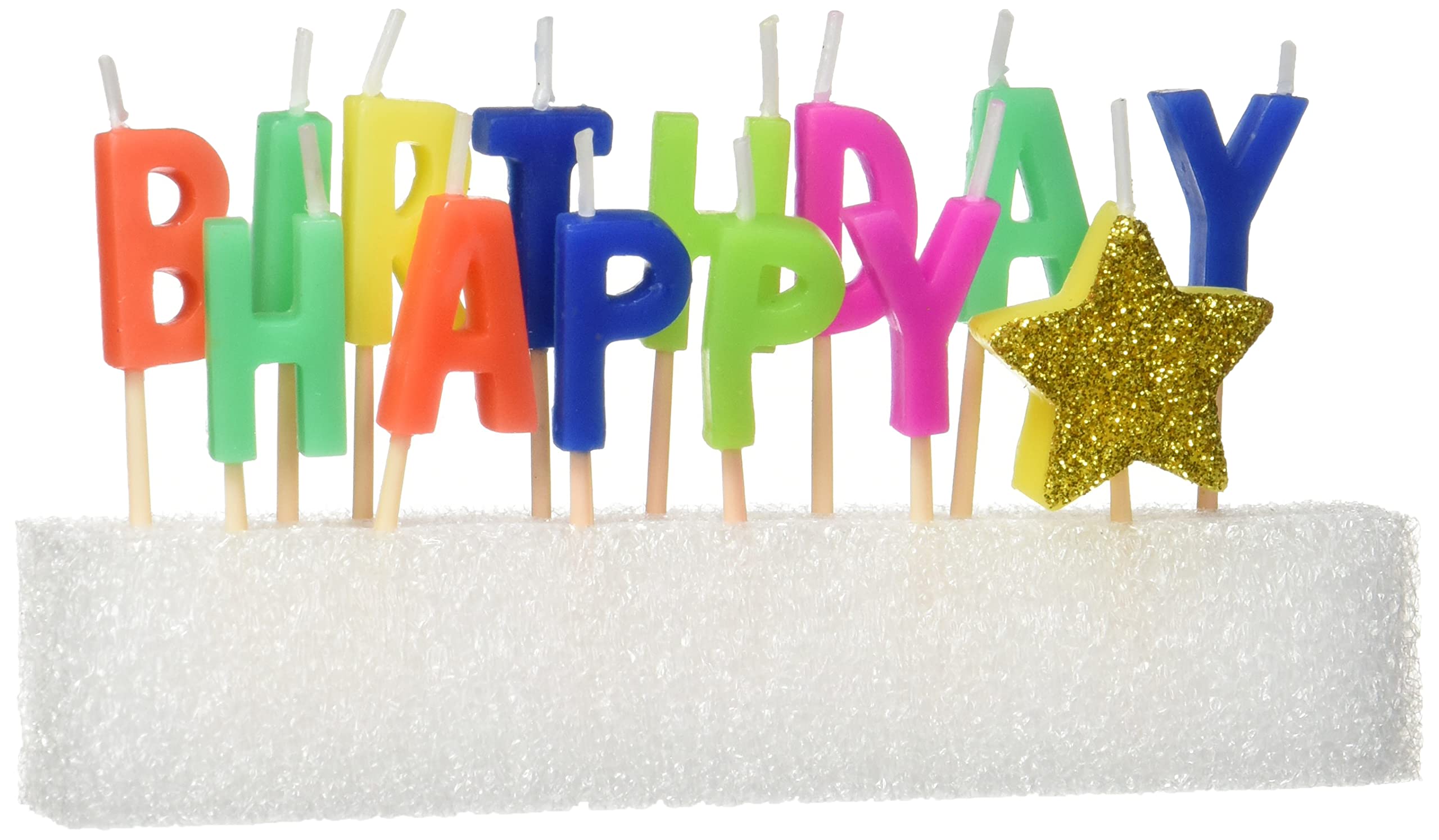 Happy Birthday Letter Pick Candle Set - 14pcs 3'' Multicolor Glitter Cake Toppers for Party Decorations, Anniversary & Celebration Events