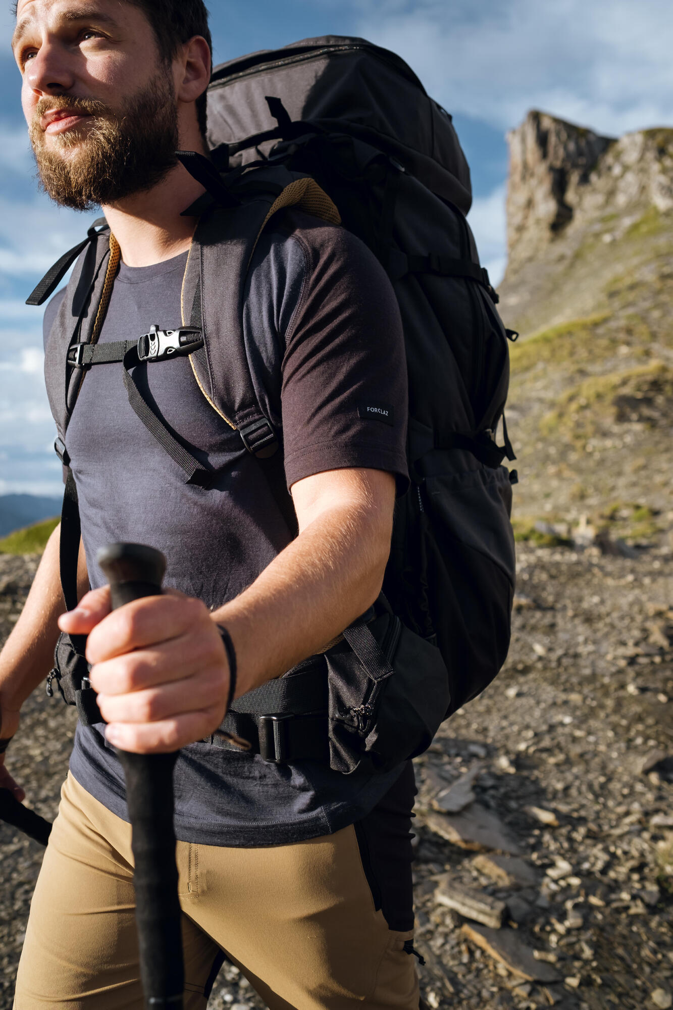 Forclaz Men's MT500 Merino Wool T-Shirt - Breathable & Odor-Resistant Hiking & Travel Base Layer for Outdoor Adventures