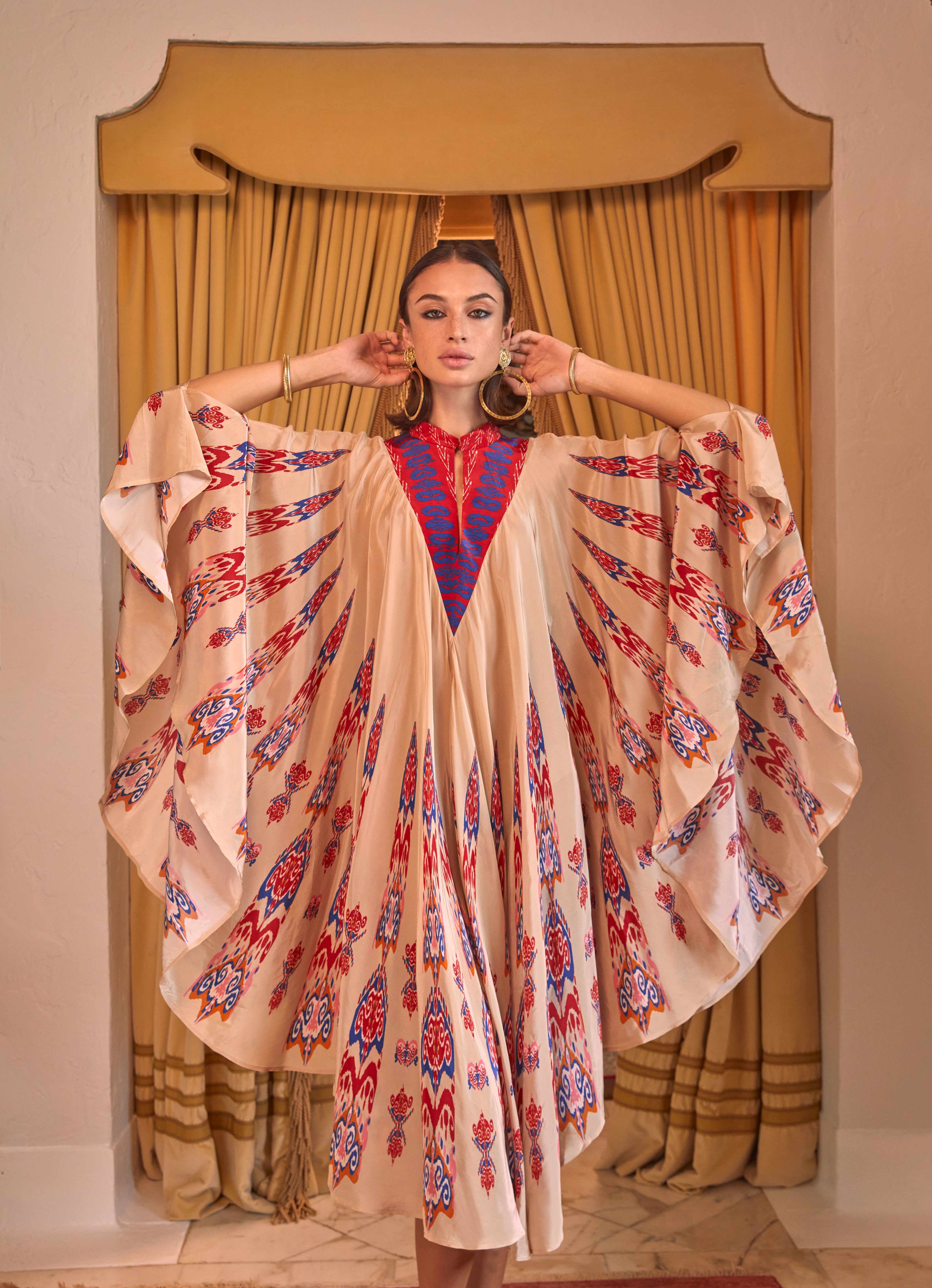 Hamsa Kaftan Dress for Women - Bohemian Maxi Dress with Hand of Fatima Design - Perfect for Beach, Vacation & Summer Outfits