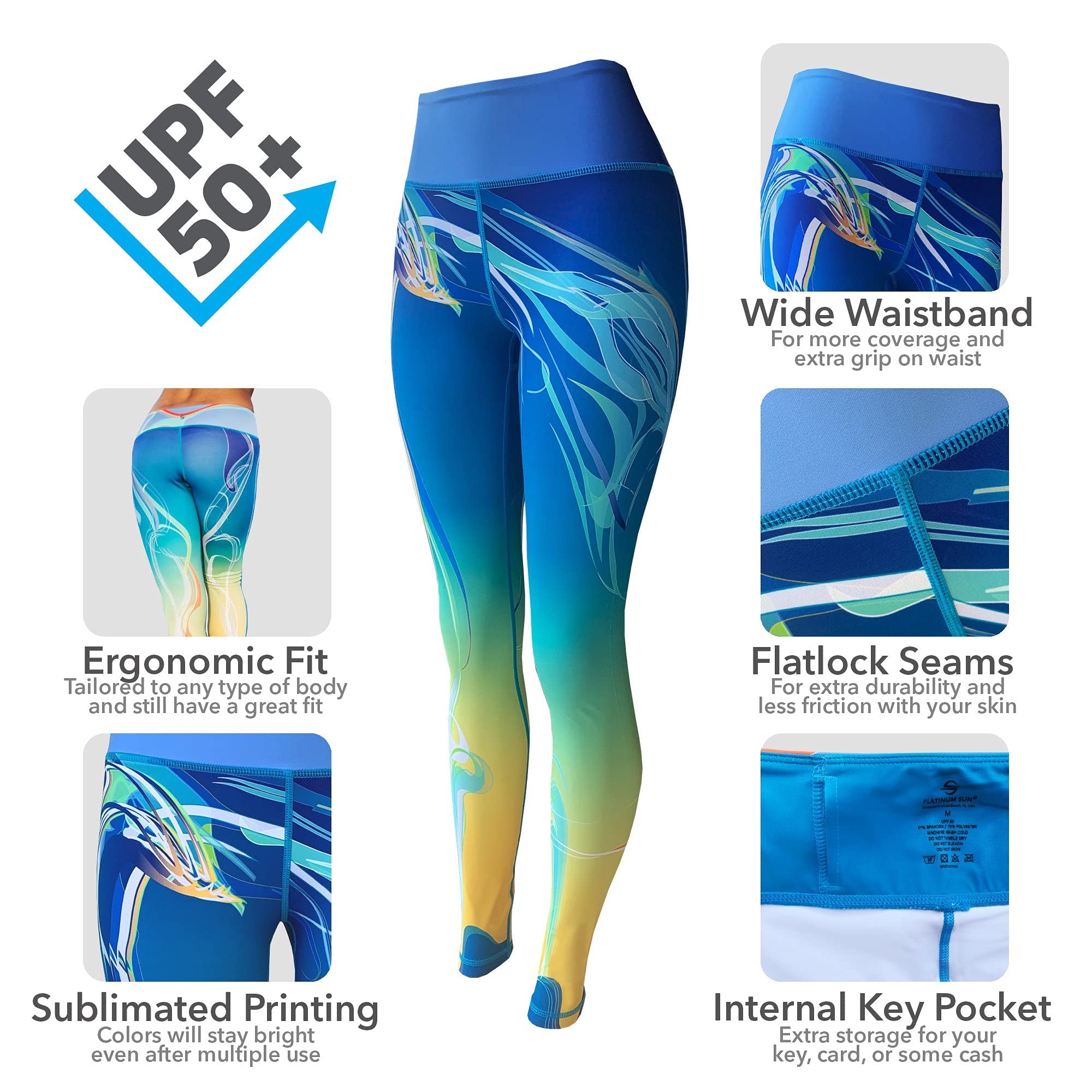 Women's High-Waisted Swim Workout Leggings - UPF 50+ Quick-Dry Wetsuit Pants for Surfing, Yoga & Beach Activities