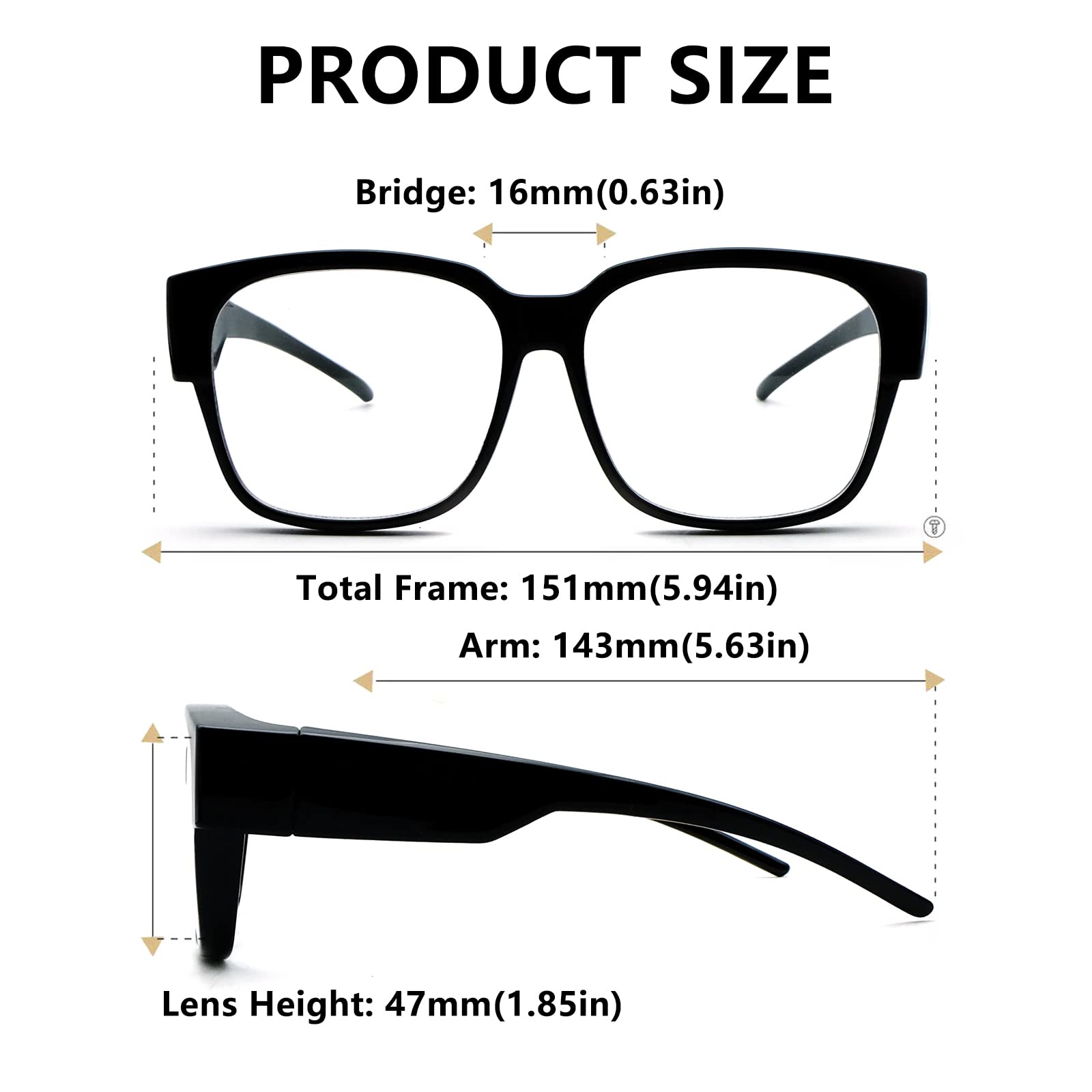 Anti-Fog Blue Light Glasses Over Eyeglasses for Men & Women - Work & Screen Use