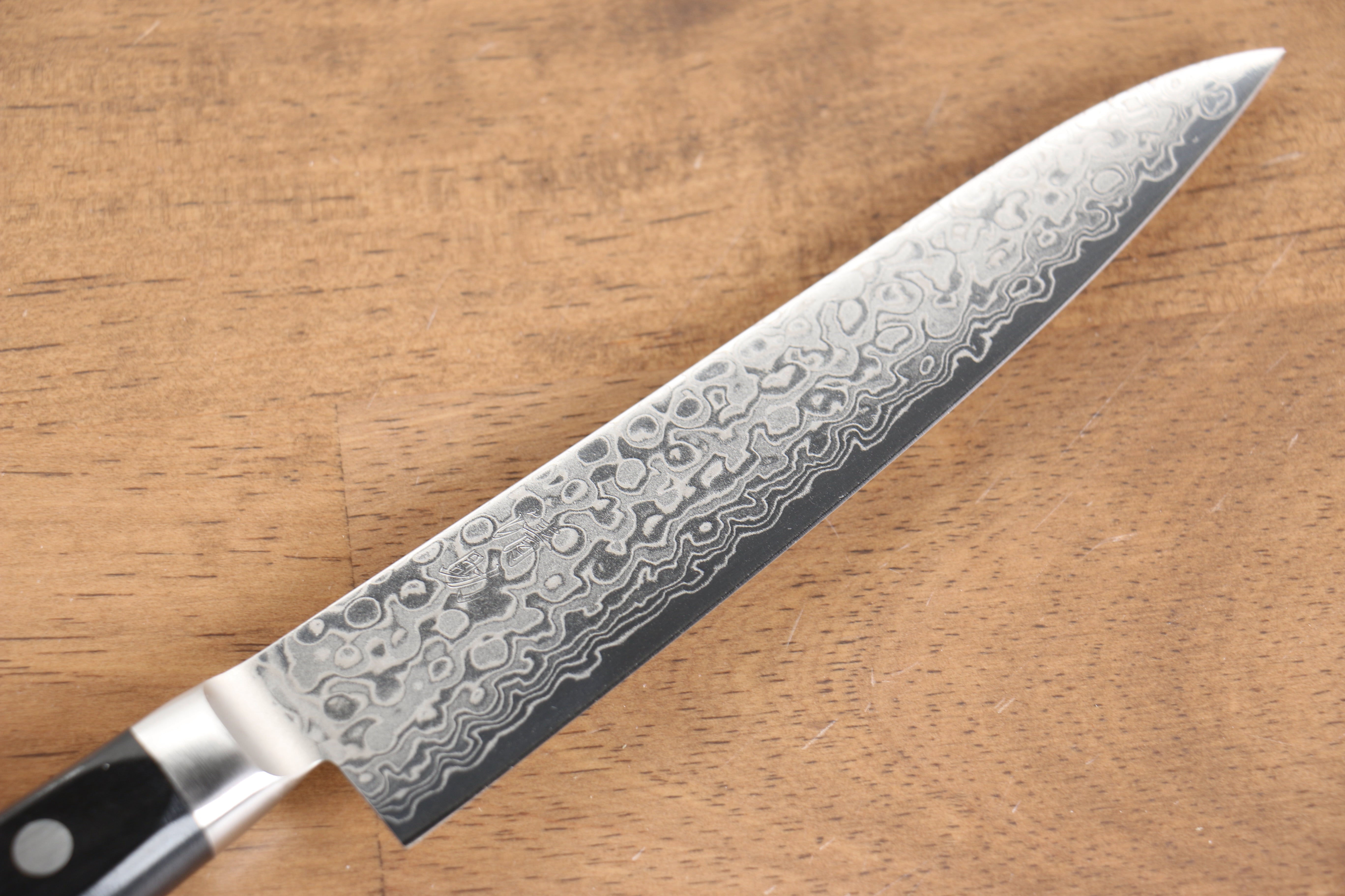 Seisuke Kagami AUS10 Damascus Petty Knife 135mm - 45 Layer Mirrored Finish with Black Pakkawood Handle - Perfect for Precision Slicing, Dicing & Kitchen Tasks