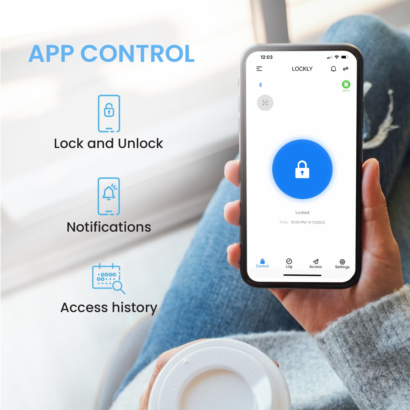 Lockly Smart Lock Model 7S - Bluetooth Enabled Keyless Entry Deadbolt with PIN Genie® Digital Keypad | Smart Home Security for Front Doors | Works with Alexa & Auto-Lock Feature | Perfect for Vacation Homes, Rentals & Modern Smart Homes