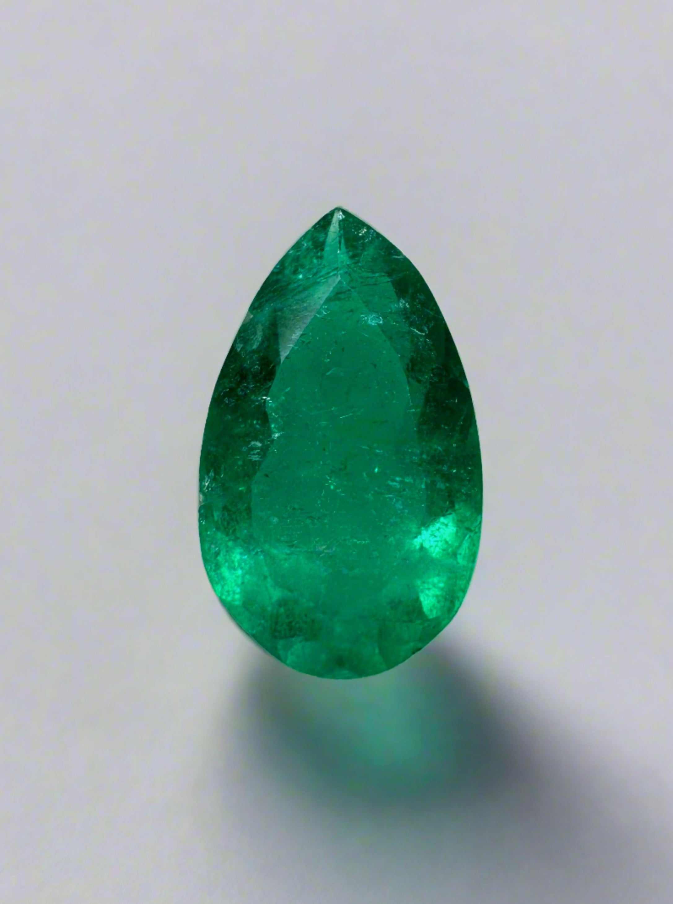 0.96 Carat Dark Green Natural Loose Colombian Emerald Pear Cut Gemstone for Jewelry Making, Engagement Rings & Fine Collections