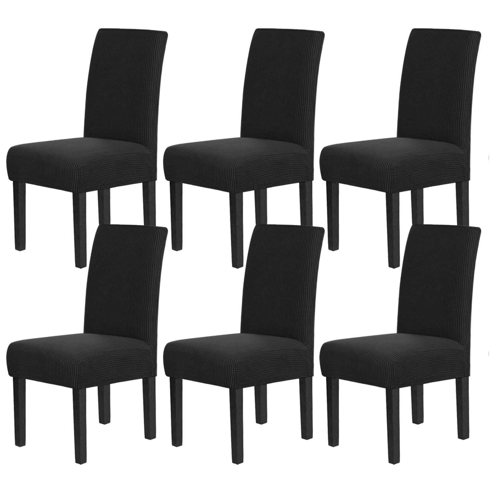 Stretch Dining Chair Covers Set of 6 - Super Fit Washable Chair Protectors for Dining Room, Black | Perfect for Home, Restaurant, Wedding & Party Decor