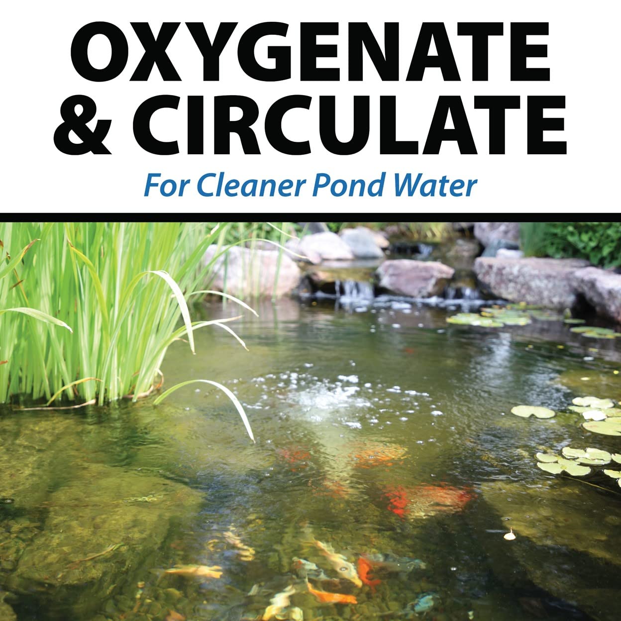 CrystalClear PondAir 2 Complete Aeration Kit - Outdoor Pond Oxygenation System with Compressor Pump, Tubing & 2 Air Stones for Koi Fish Ponds, Water Gardens & Aquatic Plants | Improves Water Quality & Fish Health