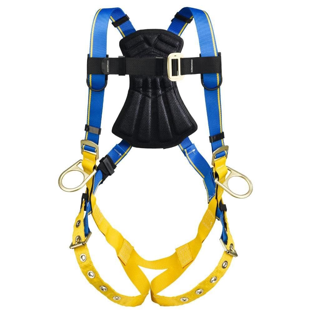Werner Blue Armor Positioning Harness with 3 D-Rings - XXL Size for Construction, Roofing & Fall Protection Safety Gear