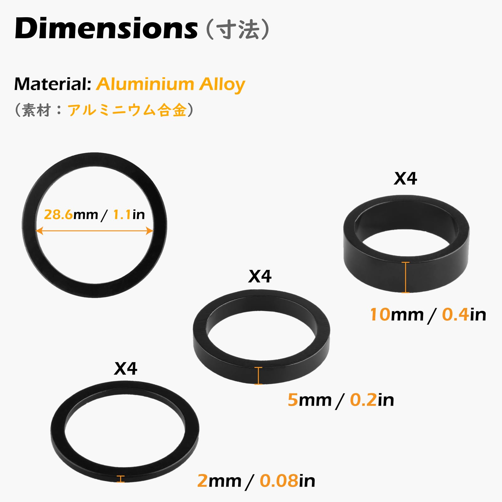 TRIWONDER Aluminum Alloy Bike Headset Spacer Set - Threadless Stem Spacers & Fork Washers for MTB, BMX, Mountain & Road Bikes - Perfect for Handlebar Height Adjustment & Bike Customization