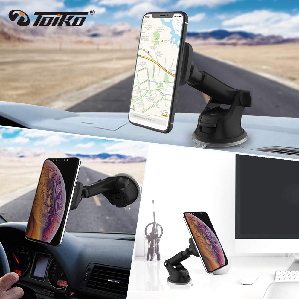 Toiko Magnetic Car Phone Mount - Strong Dashboard Smartphone Holder Compatible with All iPhones & Android Devices | Perfect for Hands-Free Navigation, Streaming & Safe Driving