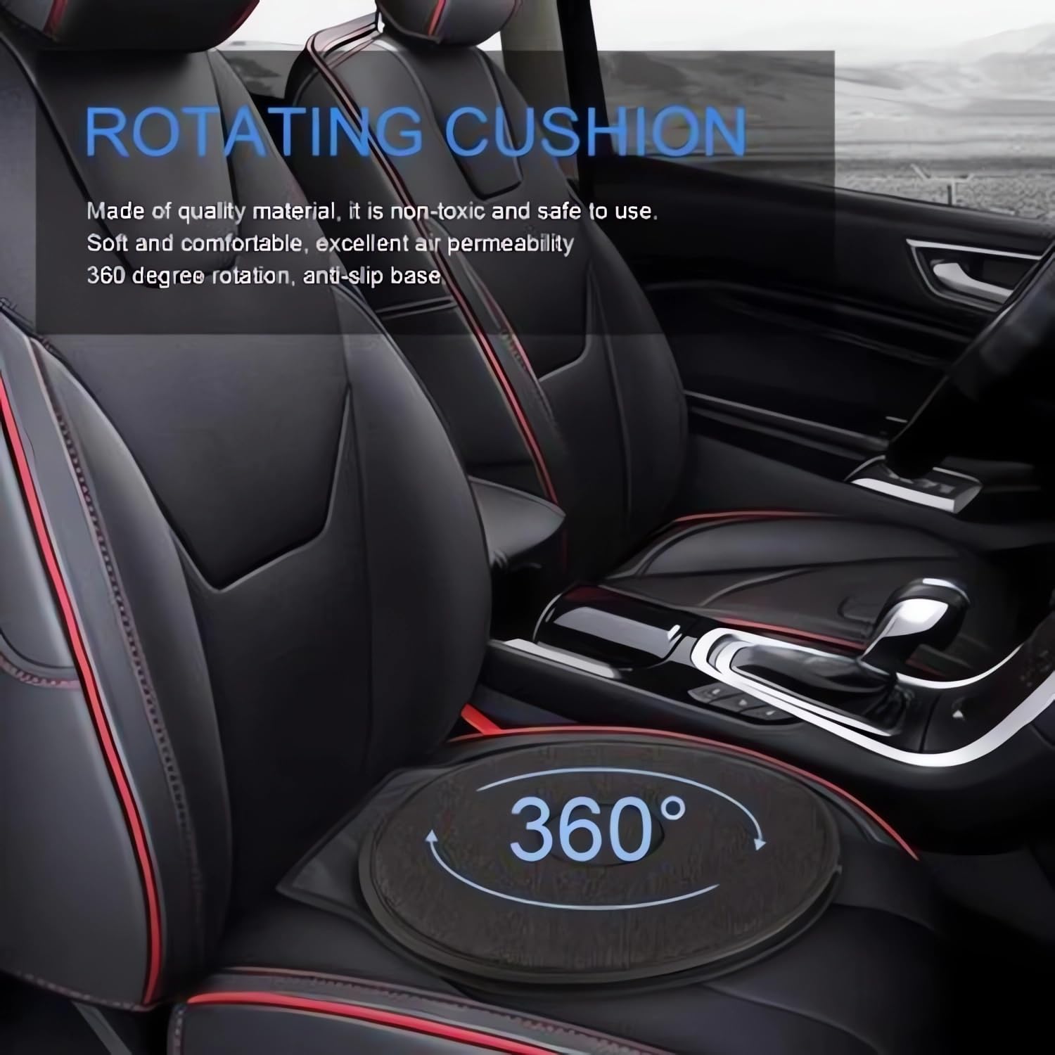 360° Rotating Car Seat Cushion with Memory Foam - Non-Slip Swivel Seat Cushion for Elderly Support & Comfort, Portable Universal Car Seat Pad for All Vehicles (Gray) | Perfect for Long Drives, Road Trips & Daily Commutes