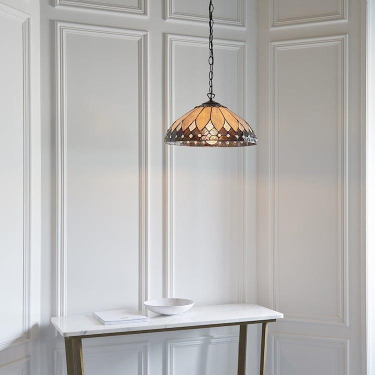 Brooklyn Medium Tiffany Ceiling Light - Single Bulb Fixture for Bedroom, Living Room & Dining Room Lighting