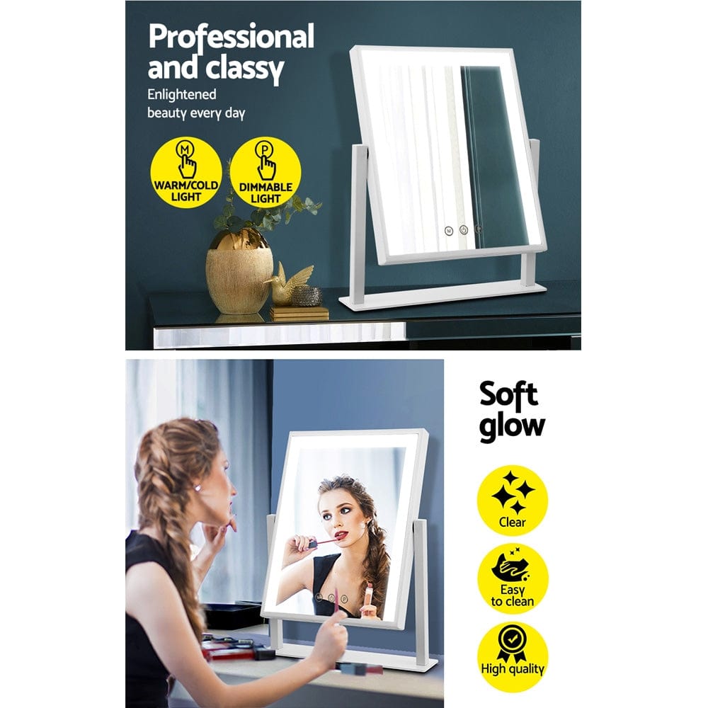 Embellir 30x40cm LED Lighted Makeup Mirror - Adjustable Standing Vanity Mirror with Brightness Control for Professional Makeup & Skincare - Perfect for Home, Salon, and Travel Use