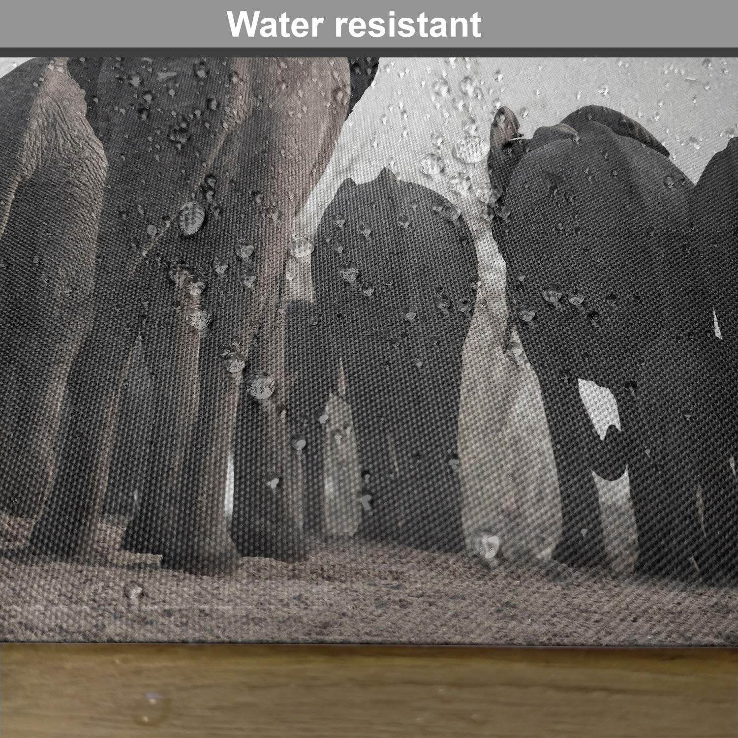 Ambesonne 4-Pack Animal Placemats - Tropical Wildlife Savannah Theme with Herd Walking by River Photo - Washable Fabric Dining Table Mats - Standard Size Grey for Home Kitchen & Party Decor