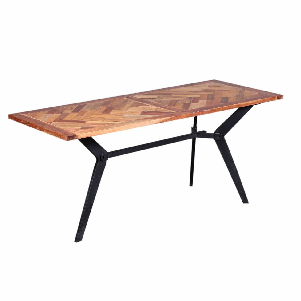 Rustic Reclaimed Wood Dining Table with Iron Base - Farmhouse Style Kitchen Table for Dining Room, Kitchen, or Outdoor Patio