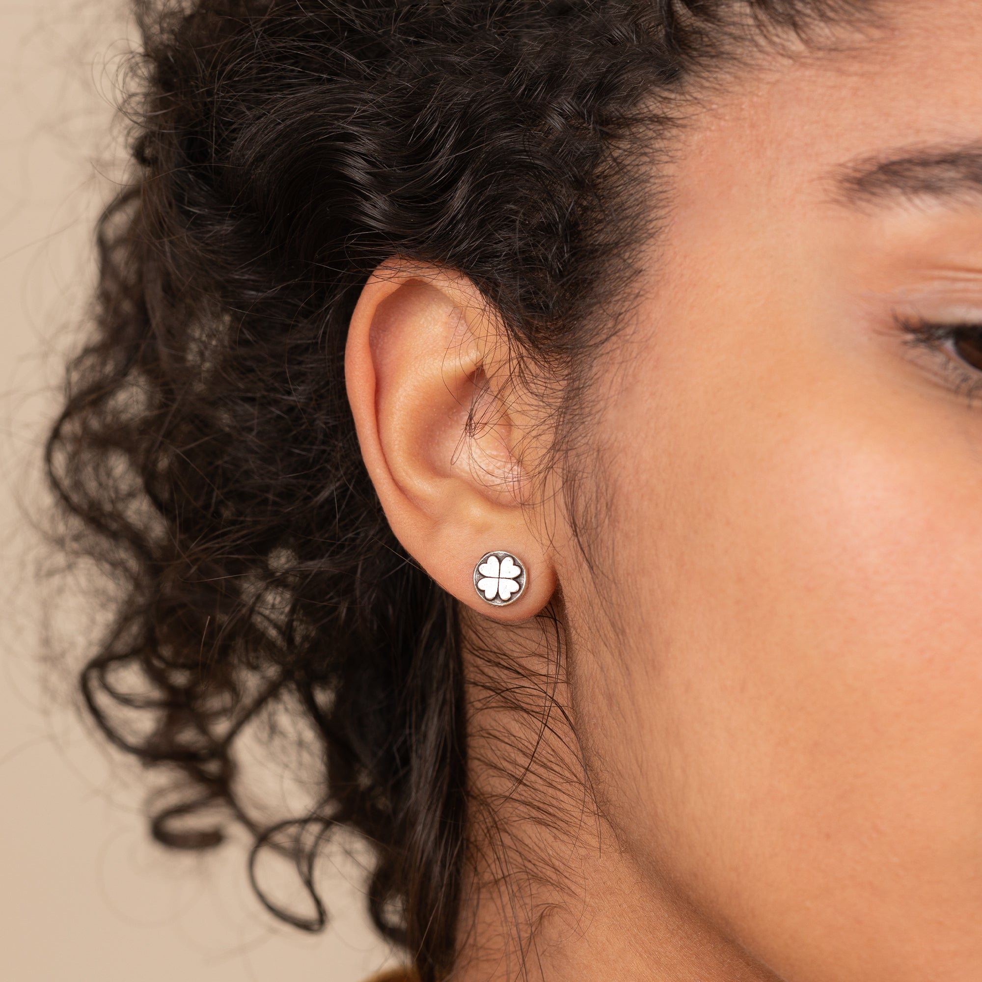 Lucky Four Leaf Clover Sterling Silver Stud Earrings for Women - Perfect for St. Patrick's Day & Everyday Wear