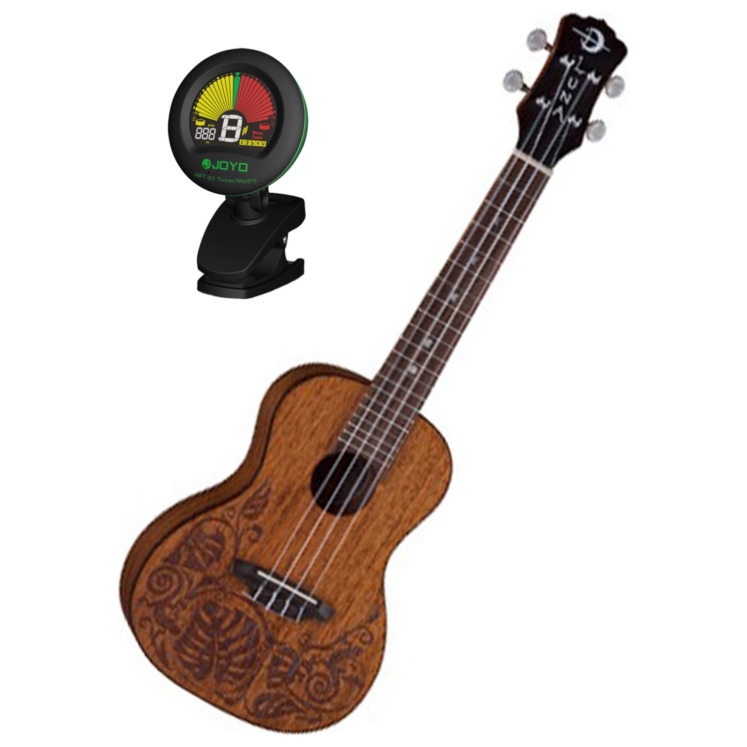 Luna Mahogany Concert Ukulele Bundle with Gig Bag & Tuner - Professional 23