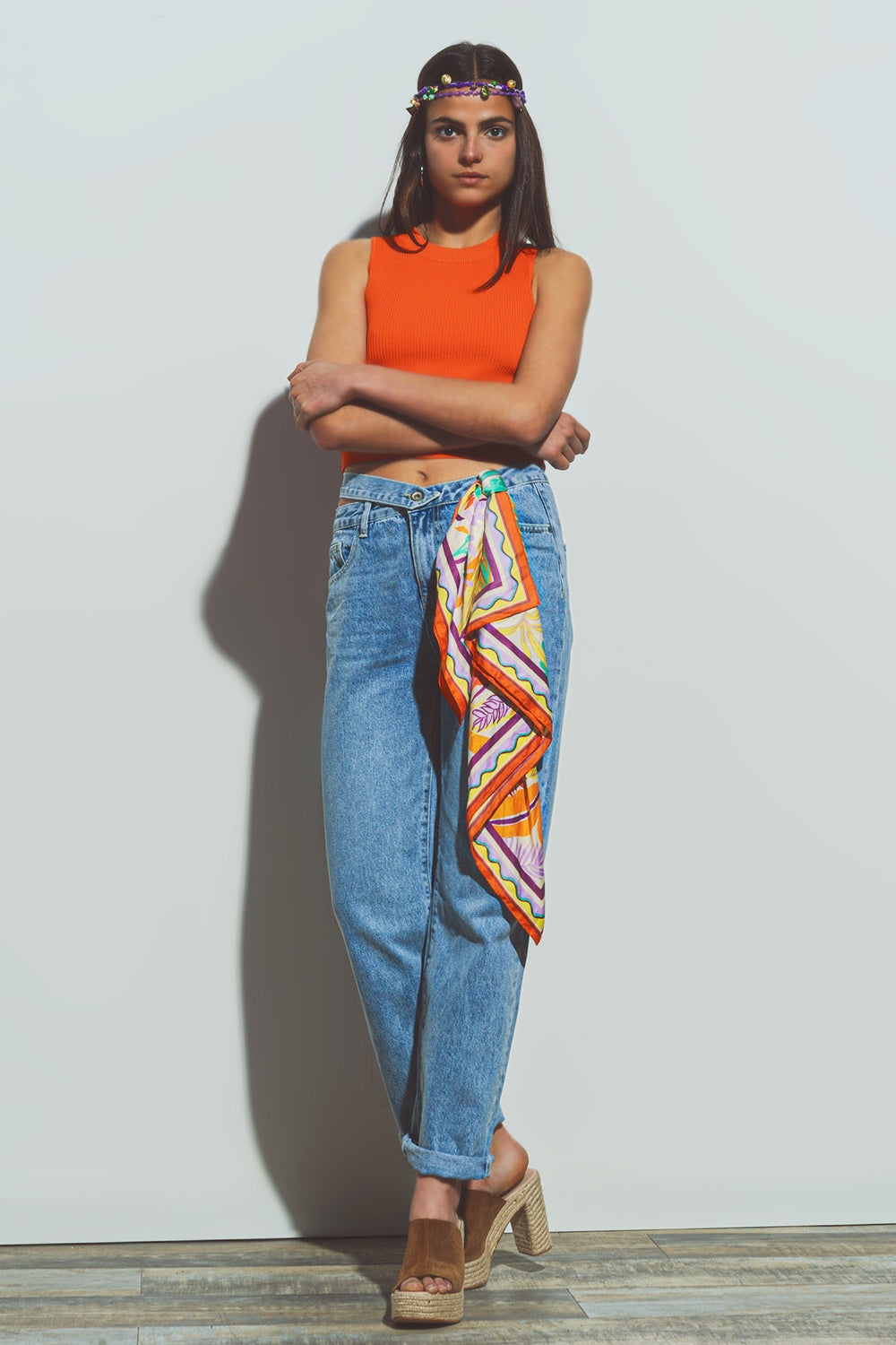 Women's Medium Wash Jeans with Belt - Stylish and Comfortable Denim Pants for Casual Wear, Work & Everyday Outfits