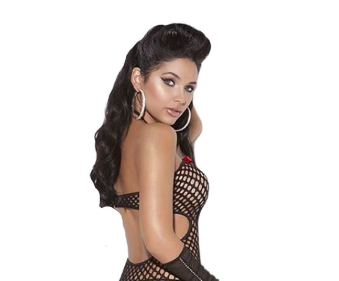 Elegant Women's Crochet Bodystocking - Halter Neck Lingerie with Satin Bow for Romantic Nights & Boudoir Photography | Sexy Lace Body Stocking for Valentine's Day & Bridal Shower