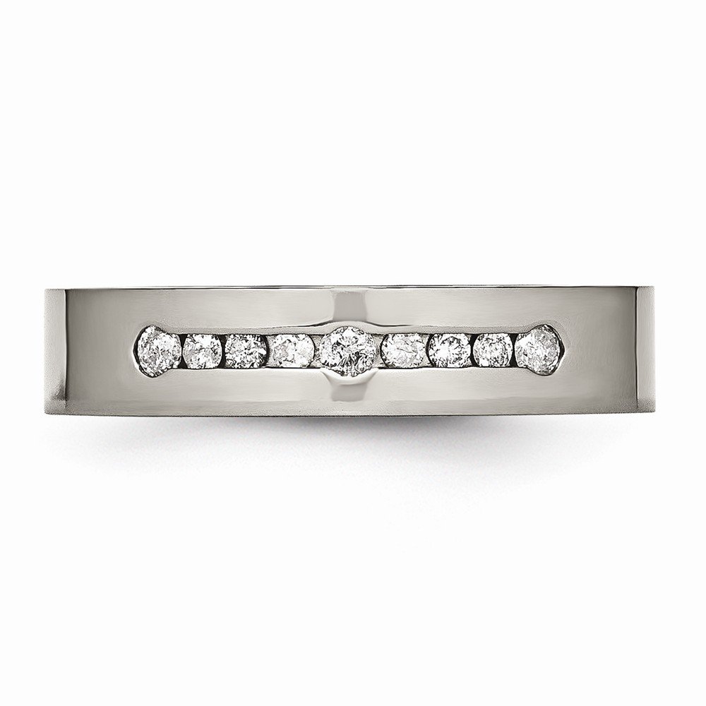 Solid Titanium 1/4ct tw. Diamond 6mm Wedding Band Ring for Men & Women - Durable & Hypoallergenic Titanium Jewelry for Engagement, Anniversary & Everyday Wear