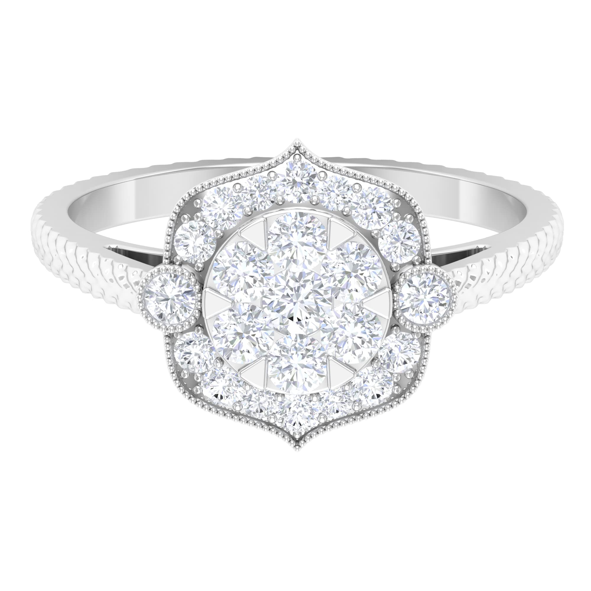 1 CT Illusion Set Diamond Engagement Ring - Art Deco Style 14K Solid Gold Wedding Band with Beaded Texture - Perfect for Proposals, Anniversaries & Bridal Jewelry