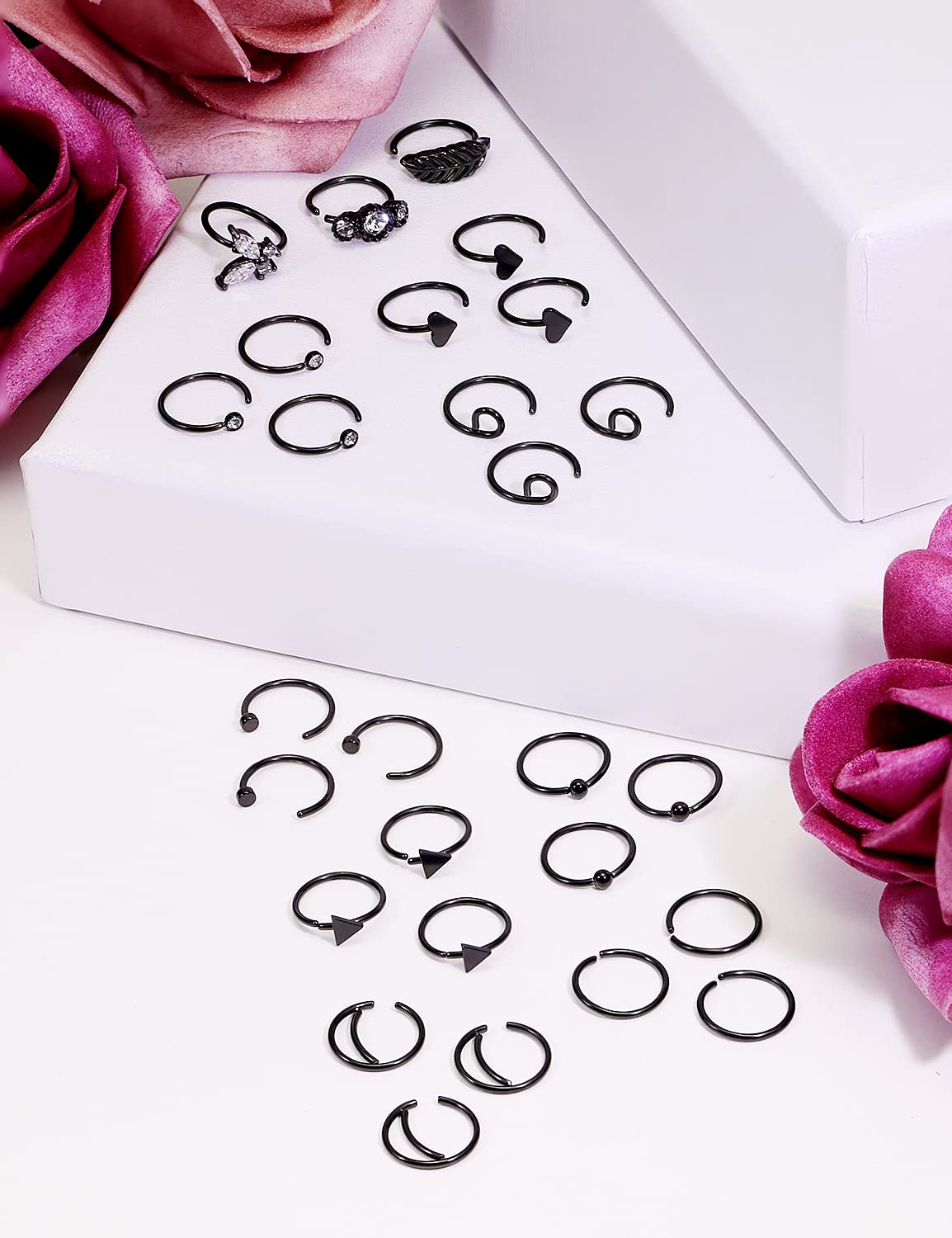 Stainless Steel Flower Nose Rings - 20G Hoop Earrings for Cartilage & Septum Piercing | 8mm Body Jewelry for Women & Men | Perfect for Daily Wear & Gifts