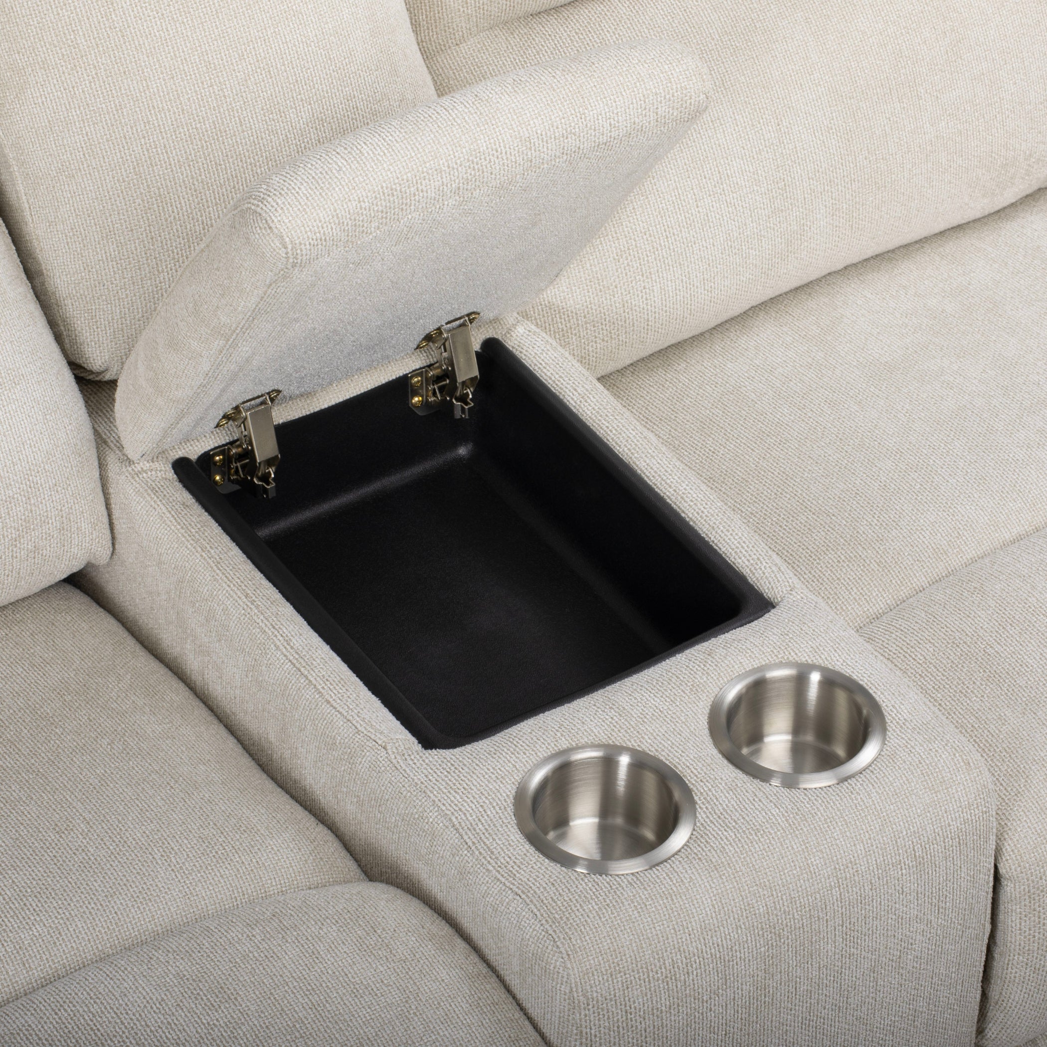 Roundhill Furniture Blitz Transitional Manual Reclining Loveseat with Cup Holders - Comfortable Small Space Recliner for Living Room, Home Theater & Game Room