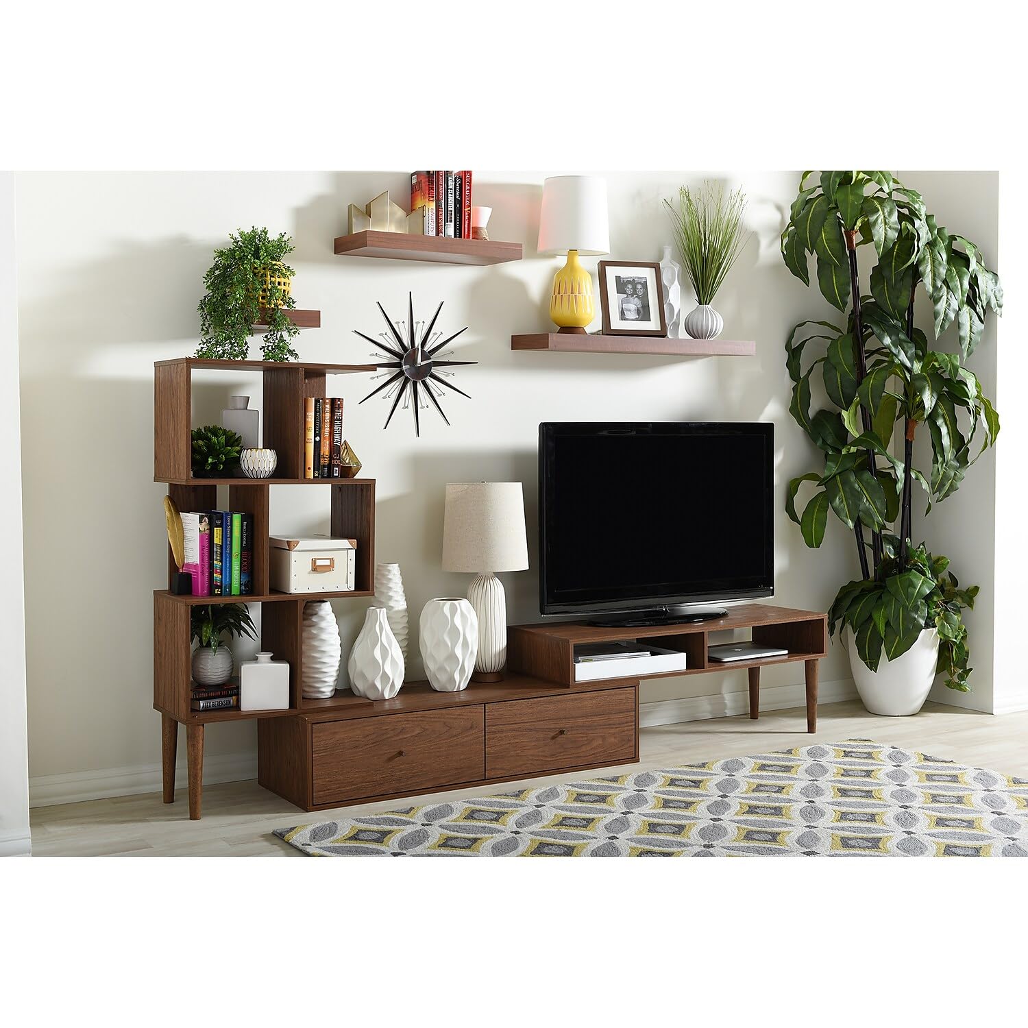 BAXTON STUDIO Haversham Mid-Century Modern TV Stand - Retro Entertainment Center & Media Console with Storage - Perfect for Living Room & Home Theater Setup