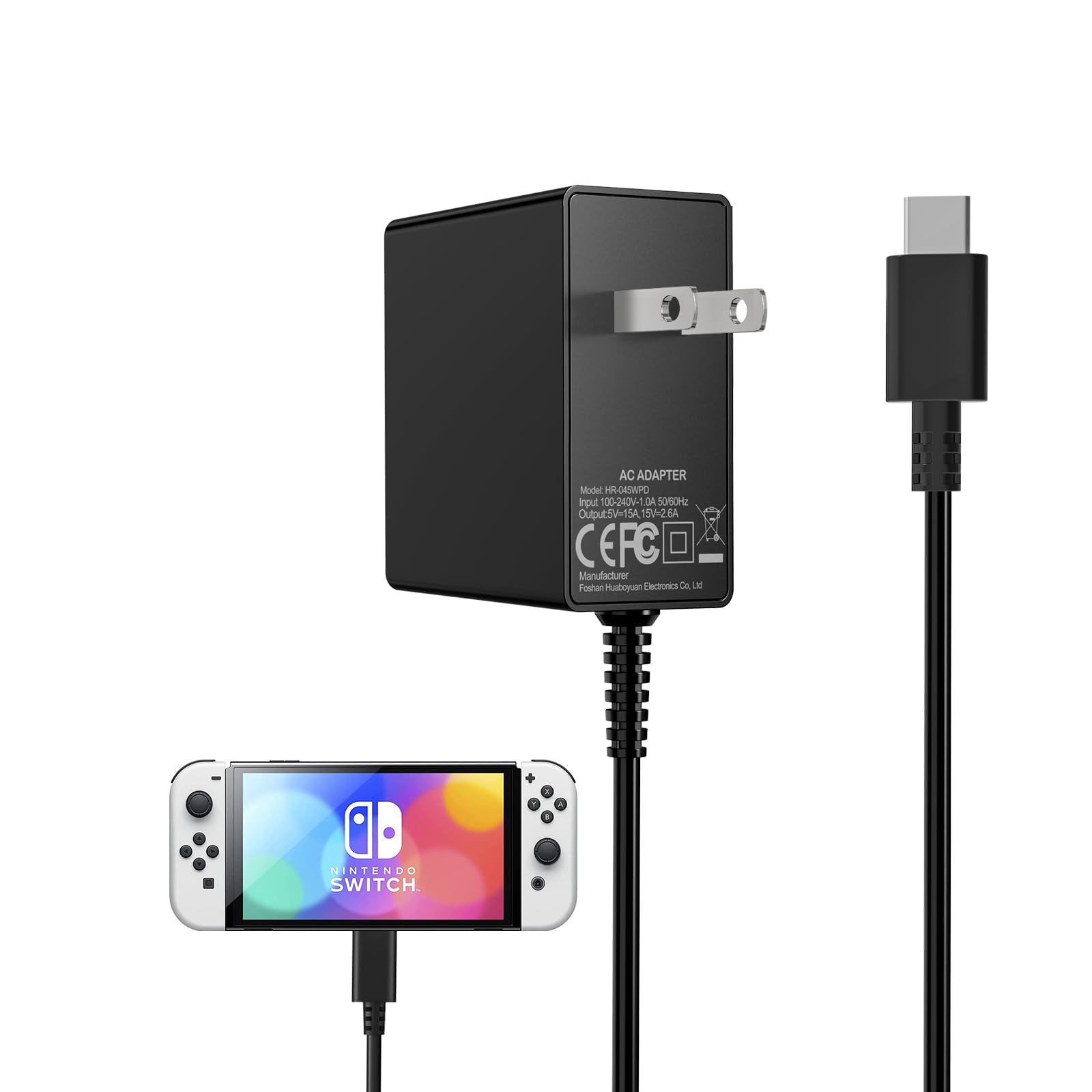 45W GaN USB C Charger for Nintendo Switch/Lite/OLED/Dock - Fast Charging Adapter with 6FT Cable | Supports TV Mode & Portable Gaming | Perfect for Home, Travel & On-the-Go Play