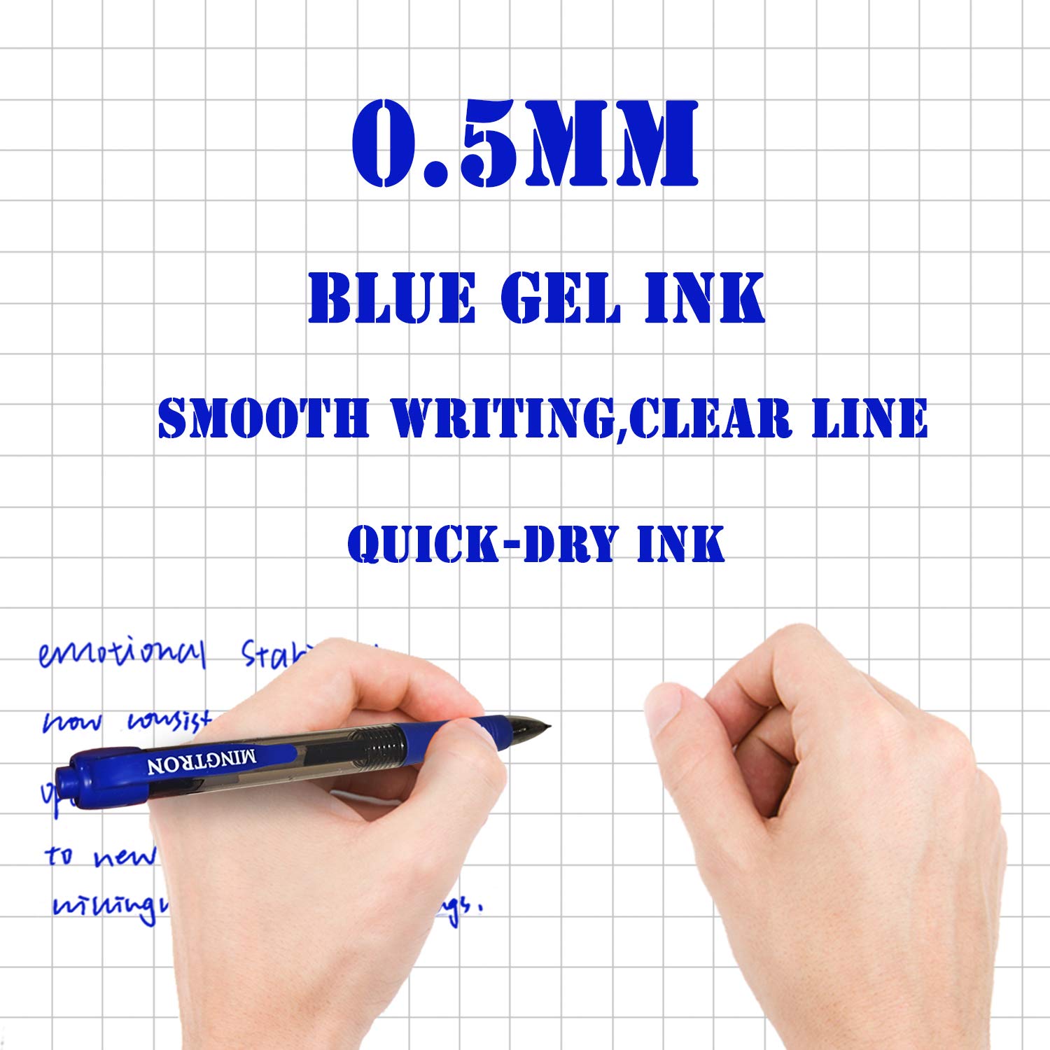 30-Pack Blue & 30-Pack Black Fine Point Gel Pens - 0.5mm No Smear Ink for Left-Handed Users - Smooth Writing Retractable Rollerball Click Pens - Ideal for Office, School, Note-Taking & Art Projects