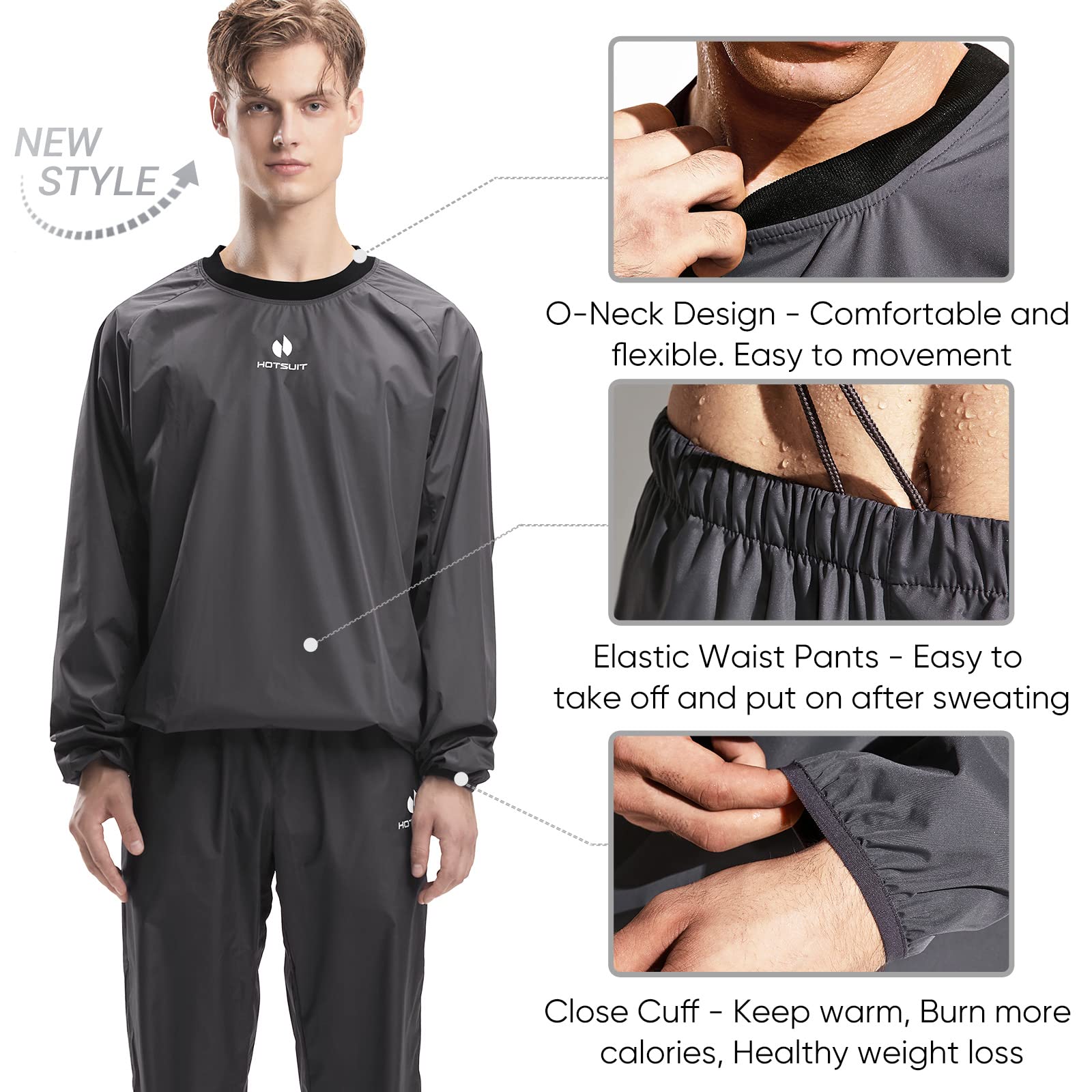 HOTSUIT Men's Sauna Suit - Anti-Tear Sweat Workout Jacket for Gym, Boxing & Weight Loss - Perfect for Intense Training & Detox Sessions