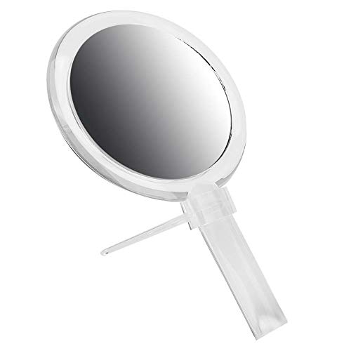10X Magnifying Makeup Mirror with LED Lights - Portable Travel Vanity Mirror for Home & Bathroom - Perfect for Makeup Application, Skincare Routine & Travel Essentials (Clear Acrylic Frame)