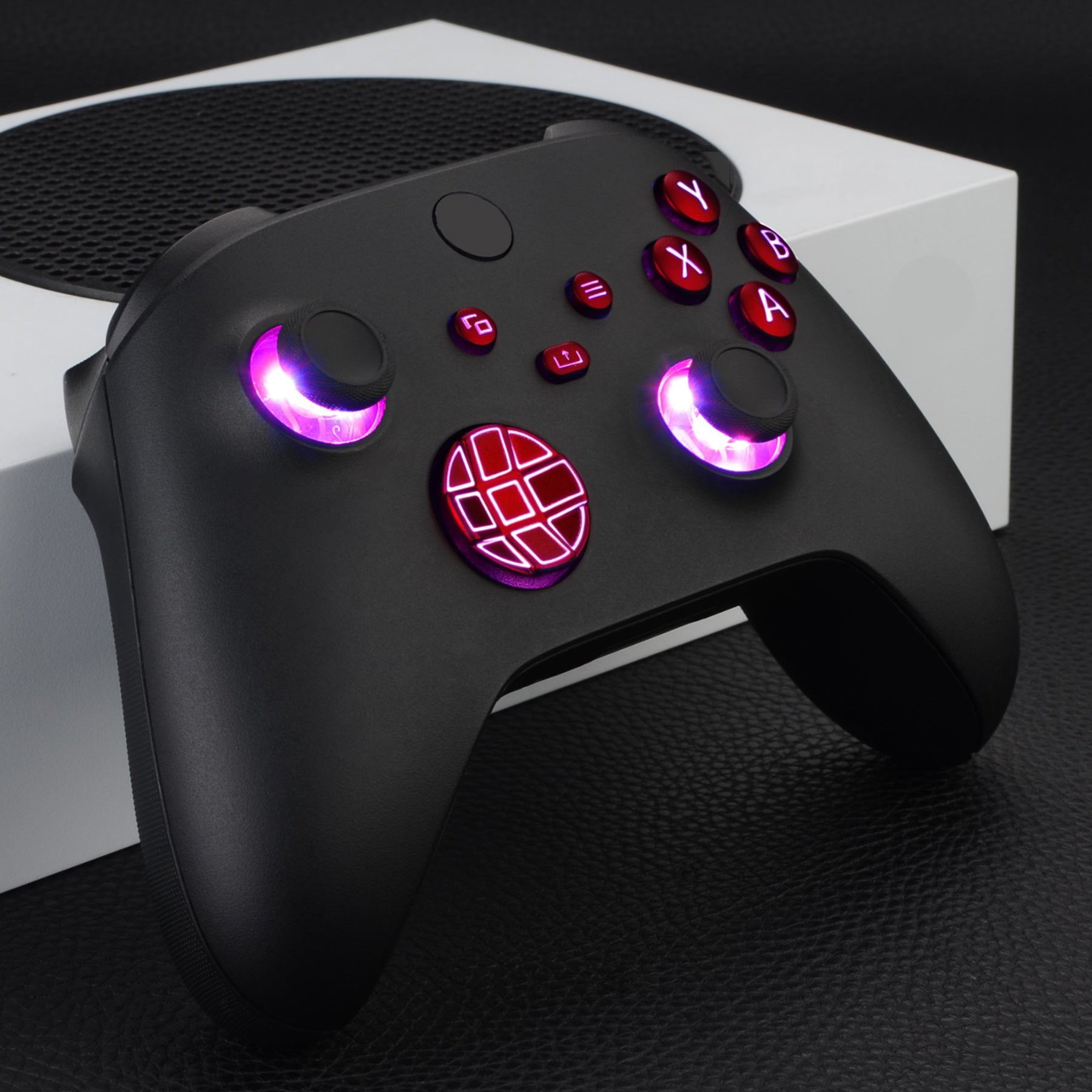 eXtremeRate Multi-Color LED Illuminated Buttons DTF V2 Kit for Xbox Series X/S Controller - Scarlet Red | Custom Gaming Setup & Night Play Enhancement