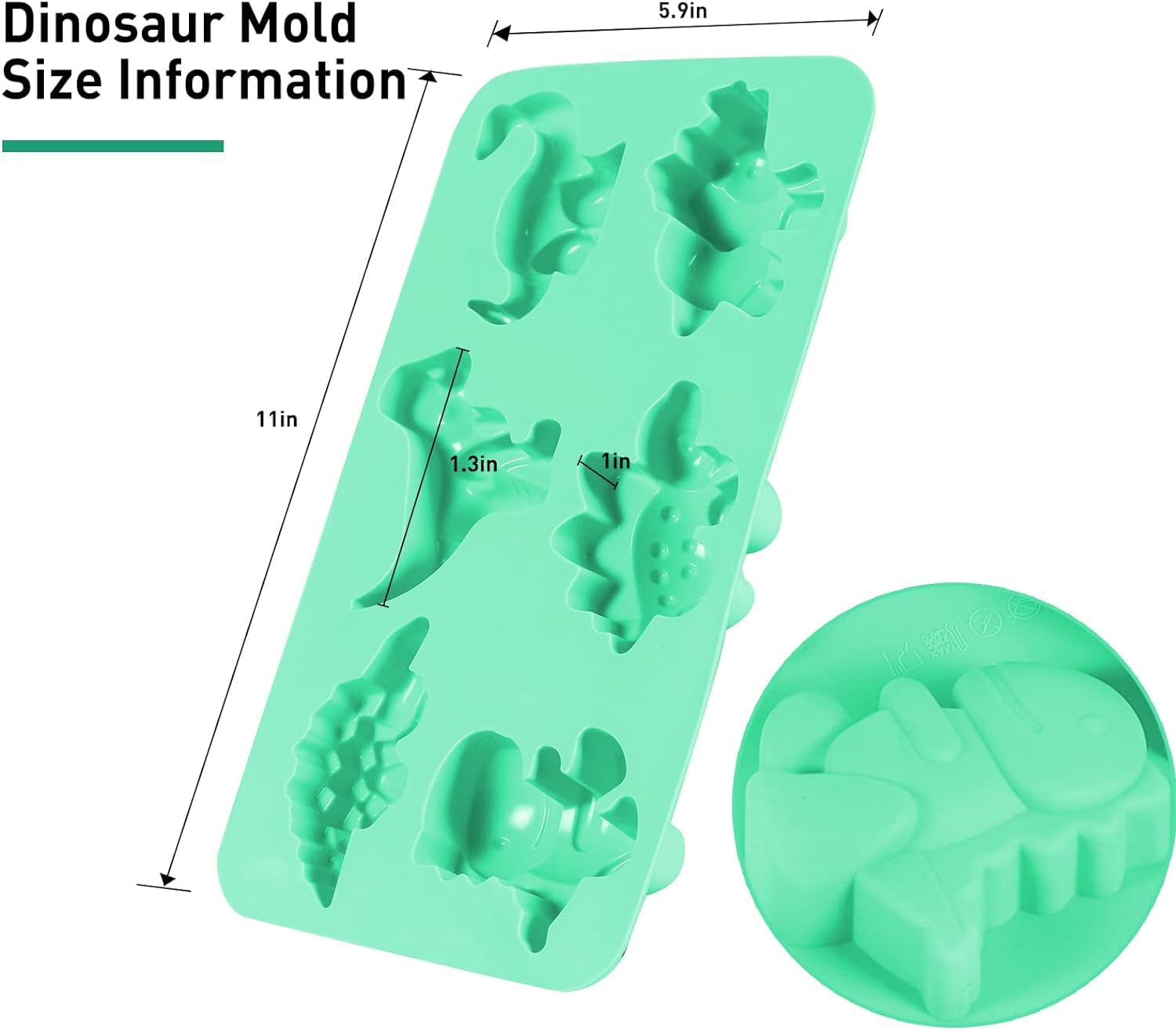 Dinosaur Silicone Jello Molds - Food Grade Kawaii Baby Dino Ice Cube & Chocolate Molds for Kids - Perfect for Birthday Parties, Baking Treats & DIY Crafts