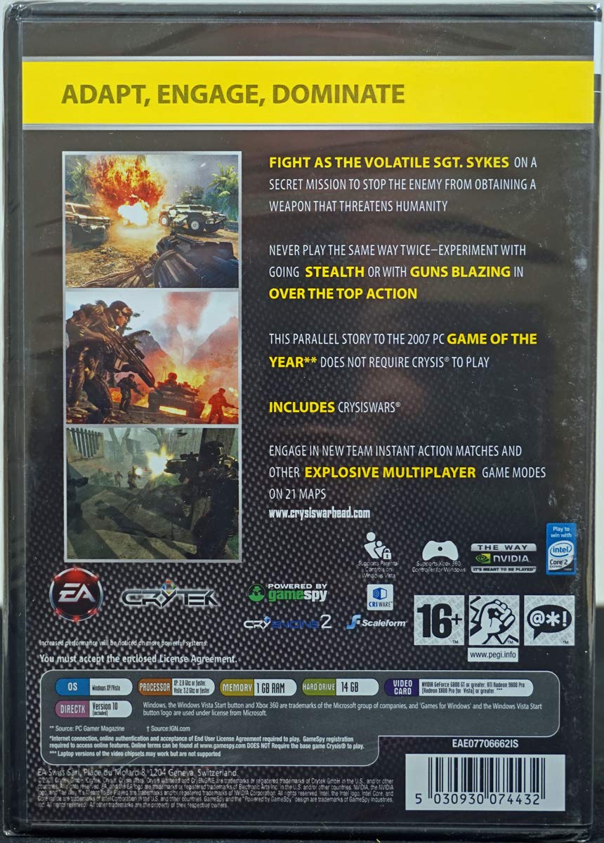 Crysis Warhead - PC Game | First-Person Shooter Action Adventure | Intense Combat & Stunning Graphics | Perfect for Gaming Enthusiasts & FPS Fans