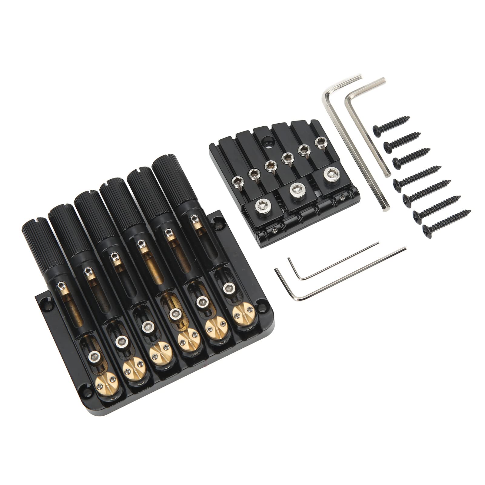 6 String Headless Guitar Bridge - Retro Style Fixed Electric Guitar Tailpiece Tremolo Bridge - High Hardness Metal Roller Saddle for Electric Guitars (Black) - Perfect for Stage Performances & Studio Recording