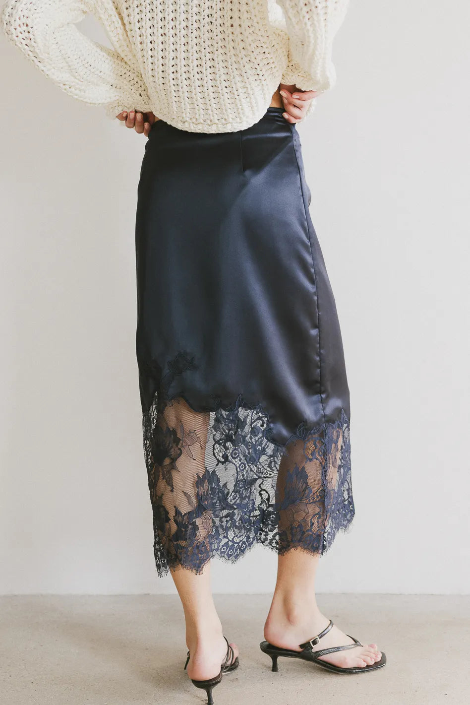 Frankie Asymmetrical Skirt for Women - Navy Blue High Waist Flowy Midi Skirt | Trendy A-Line Skirt for Casual Wear, Office & Date Night Outfits