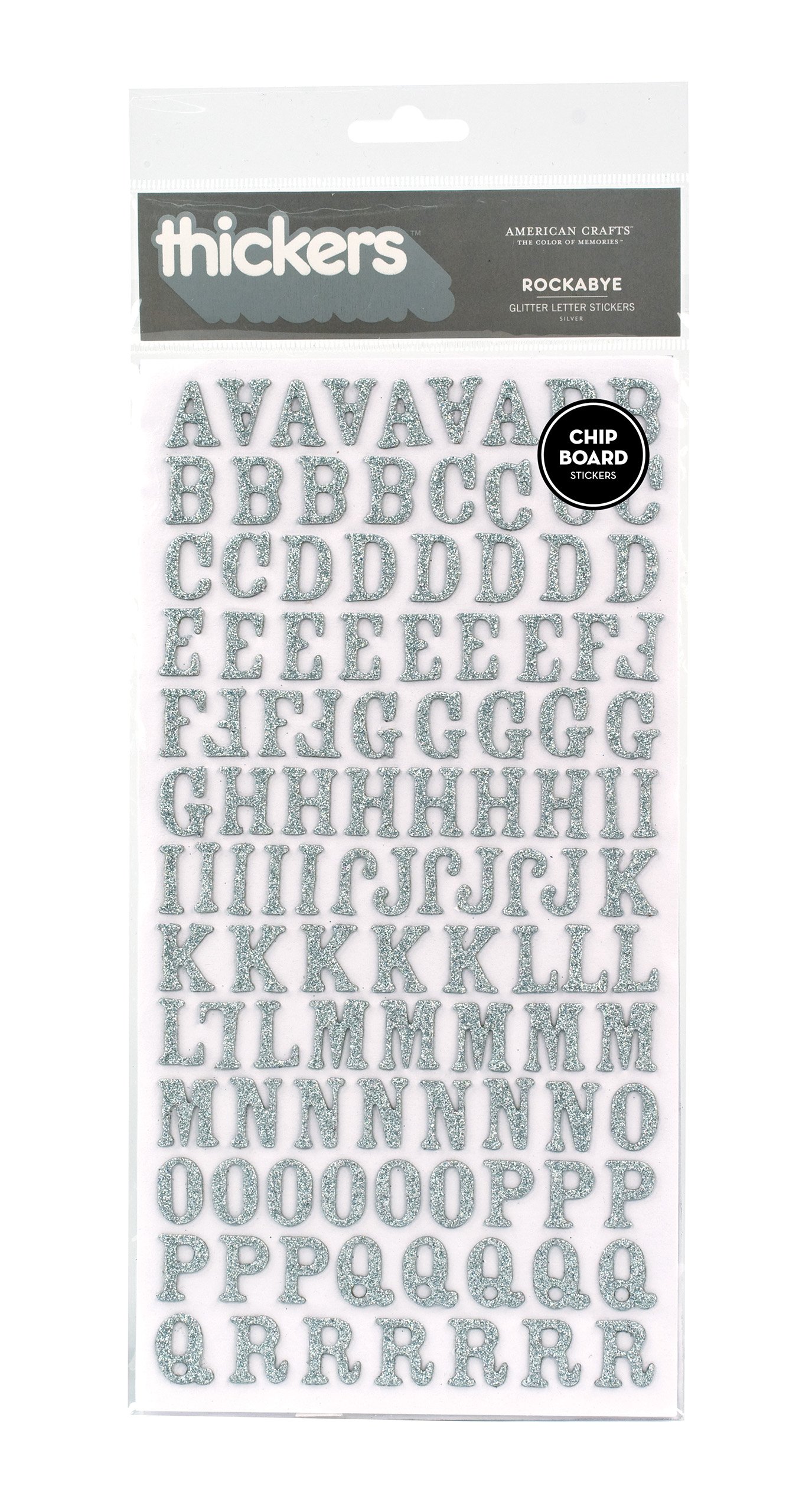 American Crafts 43030 Thickers Glitter Chipboard Letter Stickers - Rockabye Silver | DIY Scrapbooking, Card Making, Journaling & Home Decor