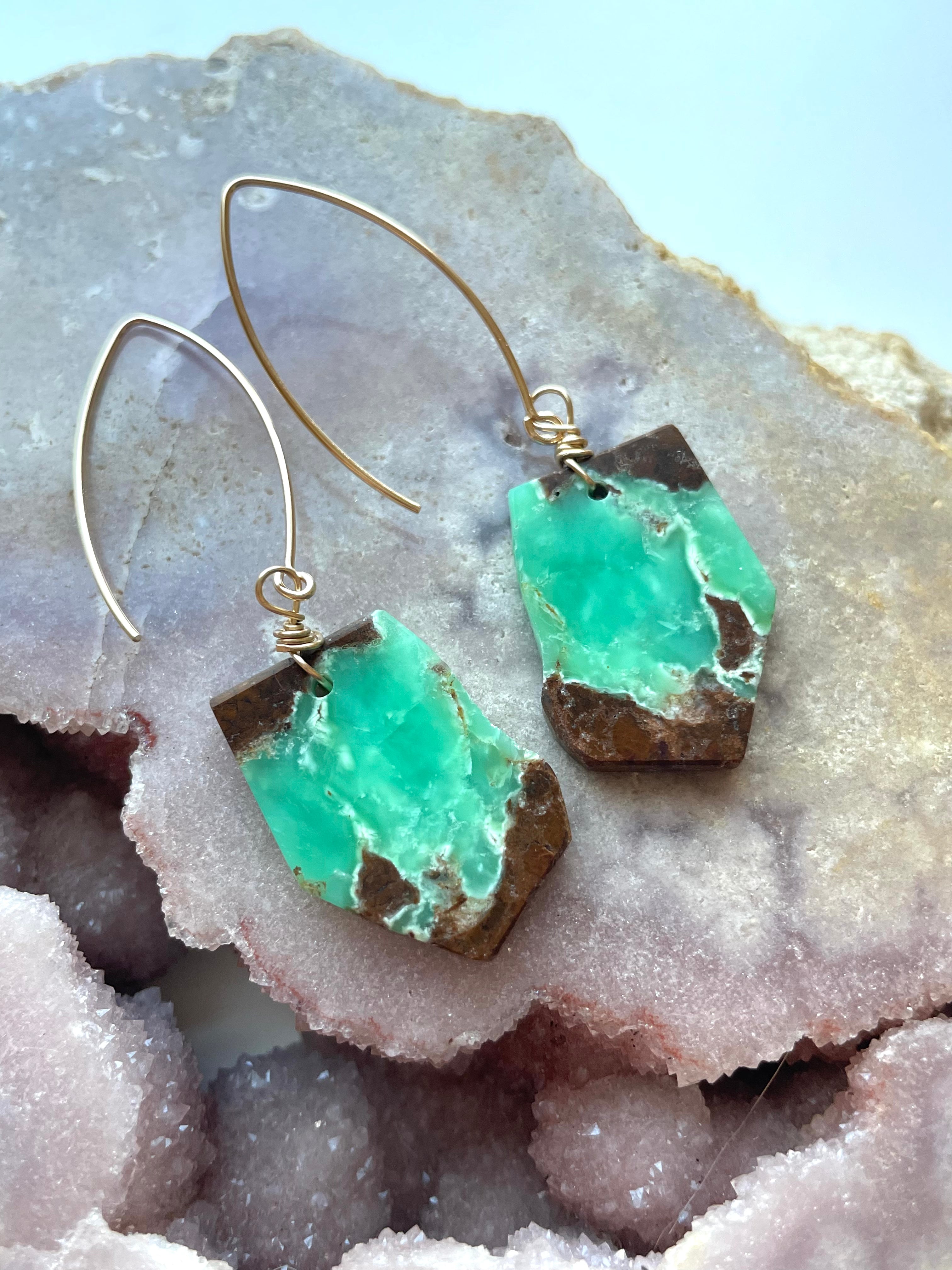 Stunning Chrysoprase Statement Earrings in Gold Fill - Elegant Dangle Earrings for Women, Perfect for Parties, Weddings & Special Occasions
