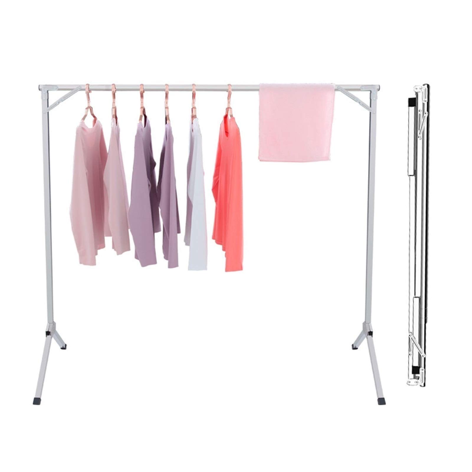 Stainless Steel Collapsible Clothes Drying Rack - Space Saving Laundry Airer for Indoor & Outdoor Use | Telescopic Single Rod Garment Hanger | Perfect for Apartments, Balconies & Small Spaces