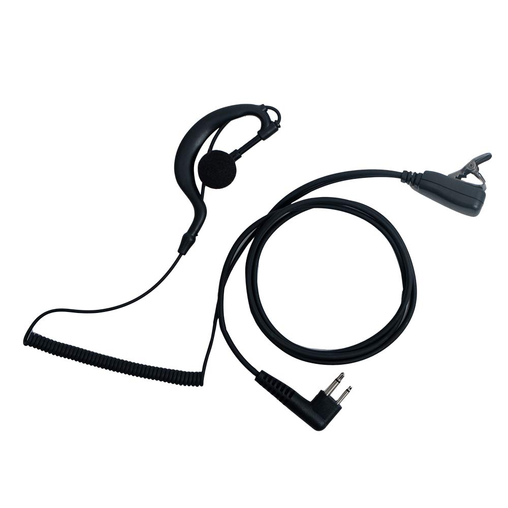 10 Pack G-Shape Earpiece Headset with Mic & PTT - Compatible with Motorola CP200D, RDM2070D, CP200, CP185 Walkie Talkie & 2-Way Radios (2 Pin Connector) - Ideal for Security, Construction & Event Communication