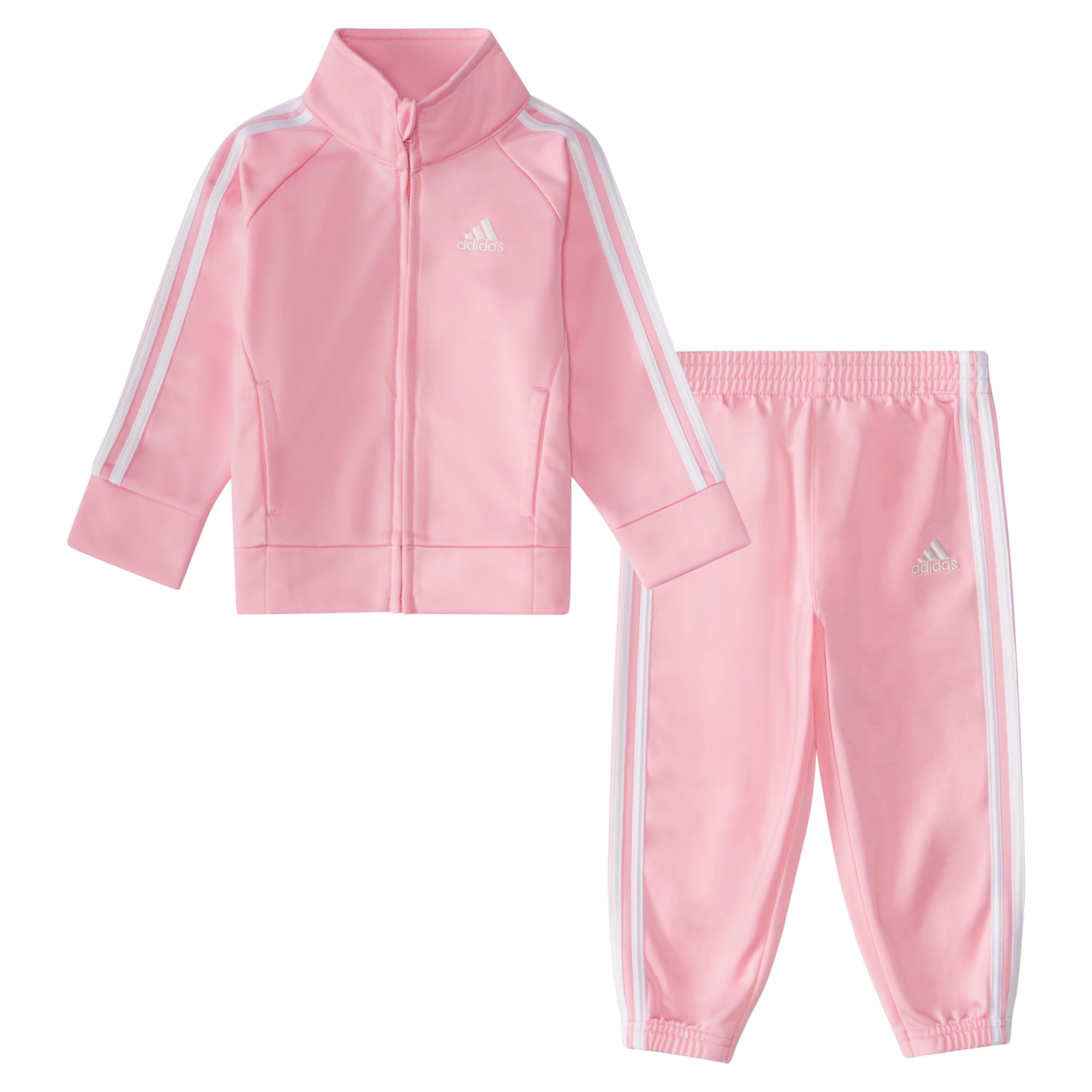 Adidas Baby Girls Zip Front Classic Tricot Jacket & Joggers Set - Soft & Cozy 2-Piece Outfit for Toddlers - Perfect for Playdates, Daycare & Casual Wear