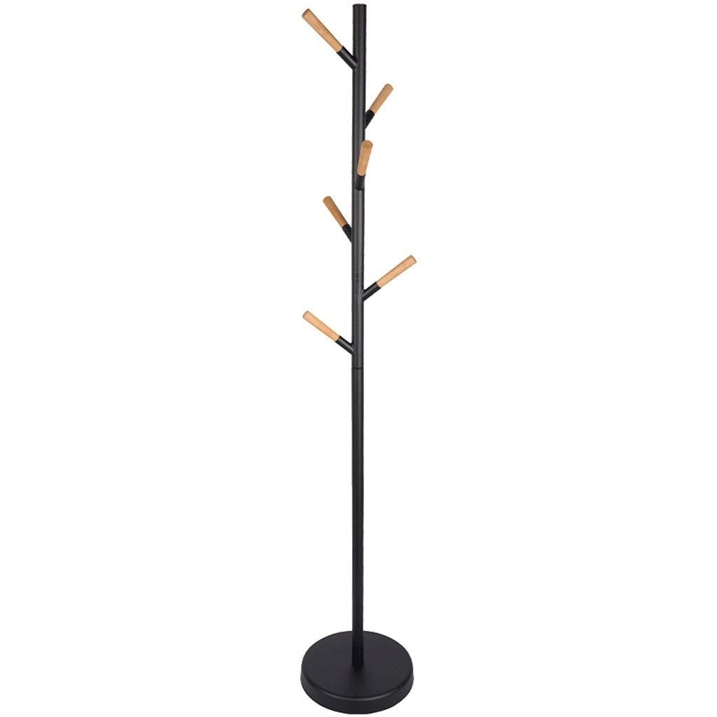 YIXIN2013SHOP Freestanding Coat Rack with 6 Hooks - Sturdy Metal Jacket & Hat Organizer Tree for Clothes, Jackets, Hats & Totes (Black) - Perfect for Entryway, Bedroom, Closet & Office Organization