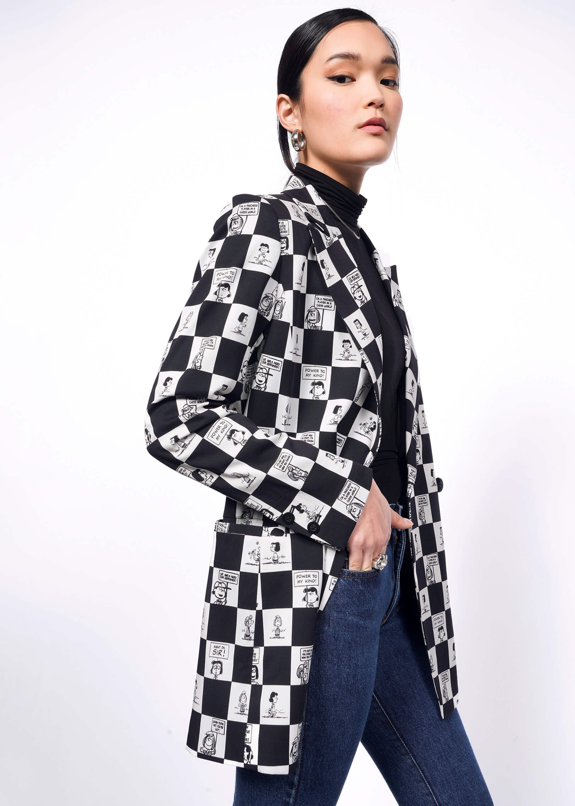 Wildfang x Peanuts Double Breasted Blazer for Women - Stylish Vintage Inspired Jacket for Office, Business Meetings & Smart Casual Outfits